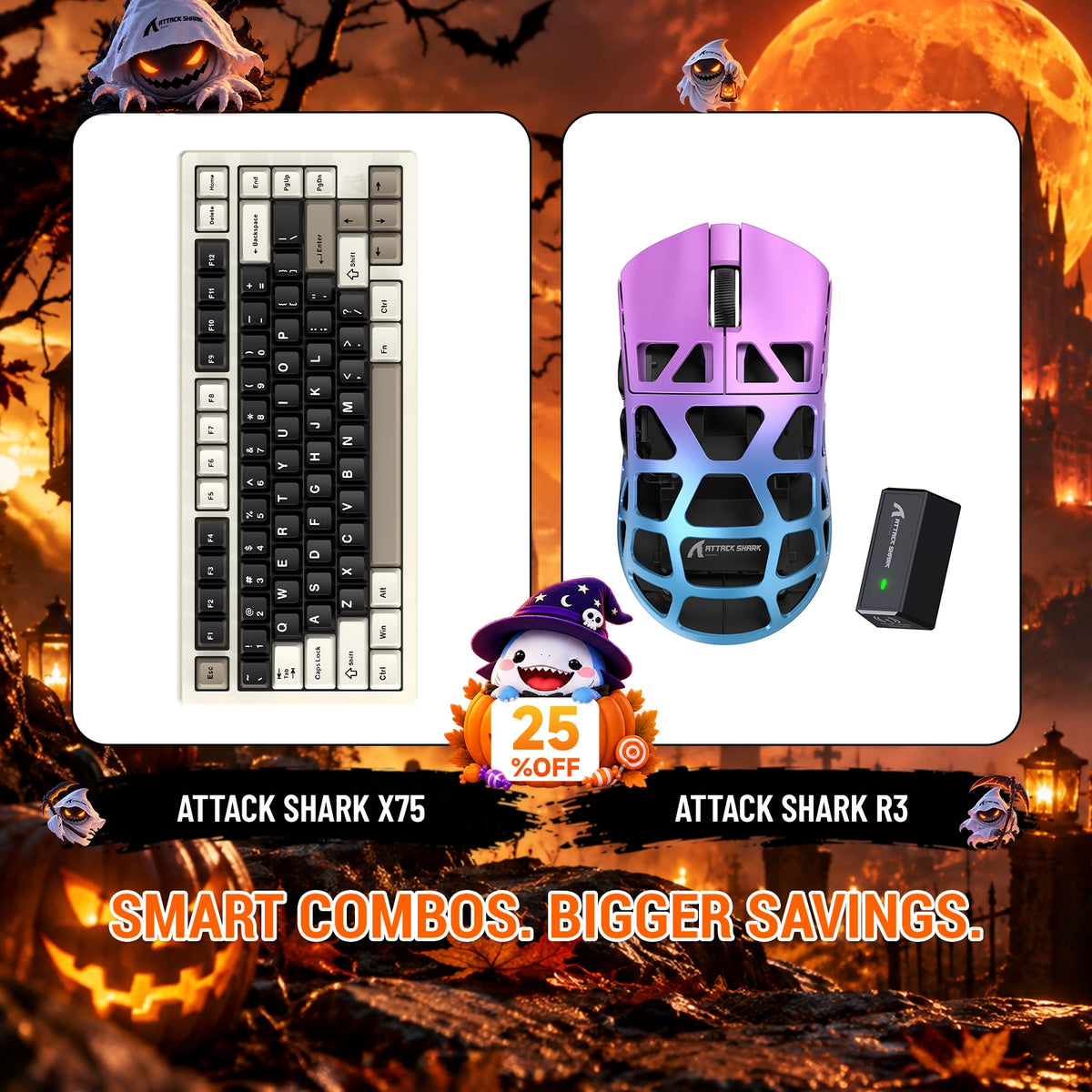 ATTACK SHARK X75 Volledig Aluminium Toetsenbord + R3 Magnesiumlegering Gaming Muis Bundel