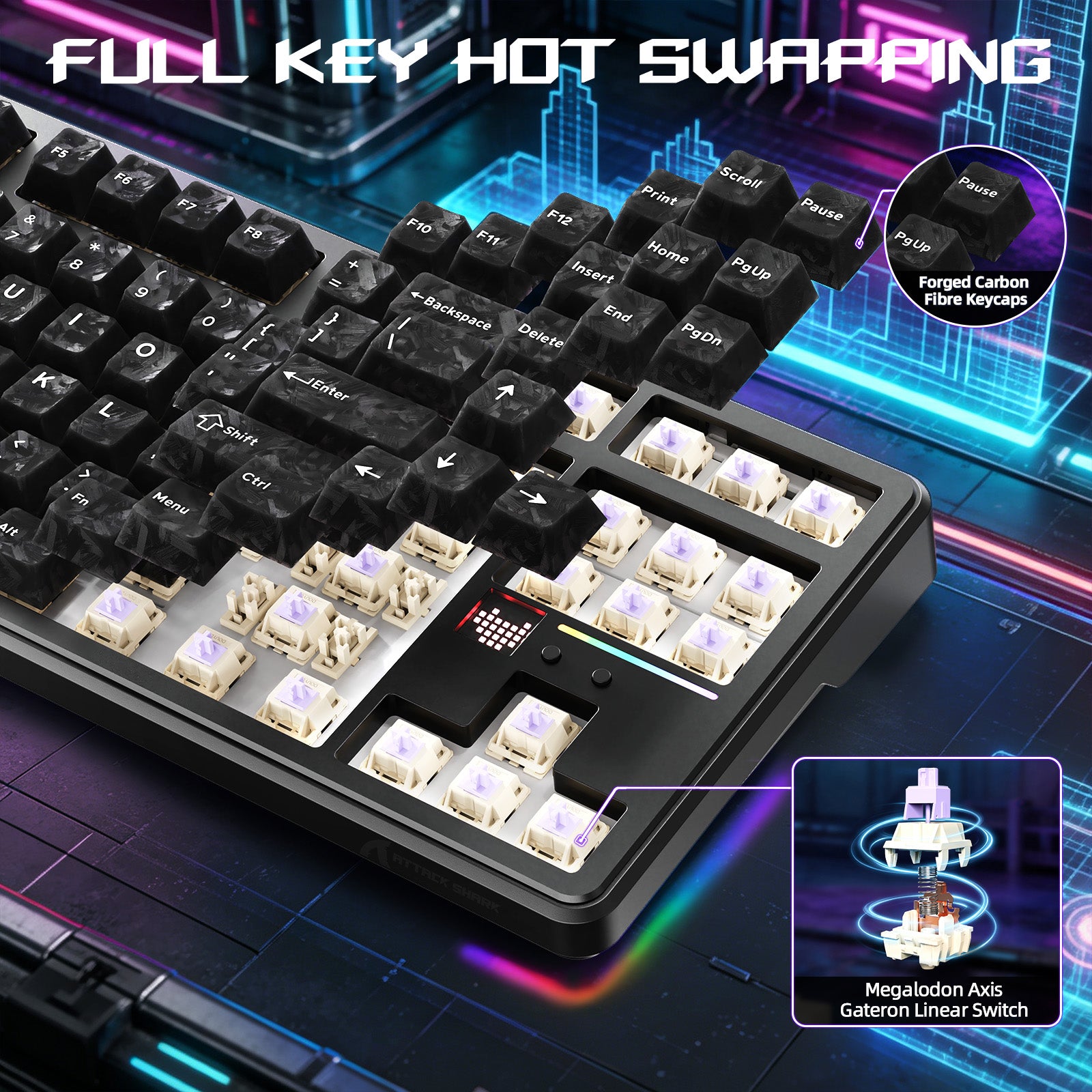 ATTACK SHARK X87 ULTRA Draadloos Gaming Toetsenbord met 8KHz Ontvanger en RGB Opgerolde Kabel