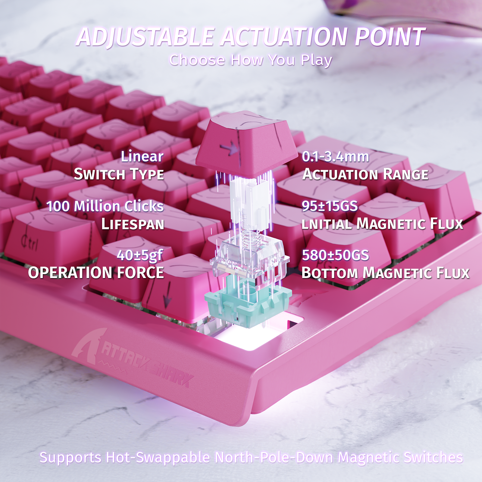 ATTACK SHARK X68 HE Snelle Trigger Toetsenbord Magnetische Schakelaar