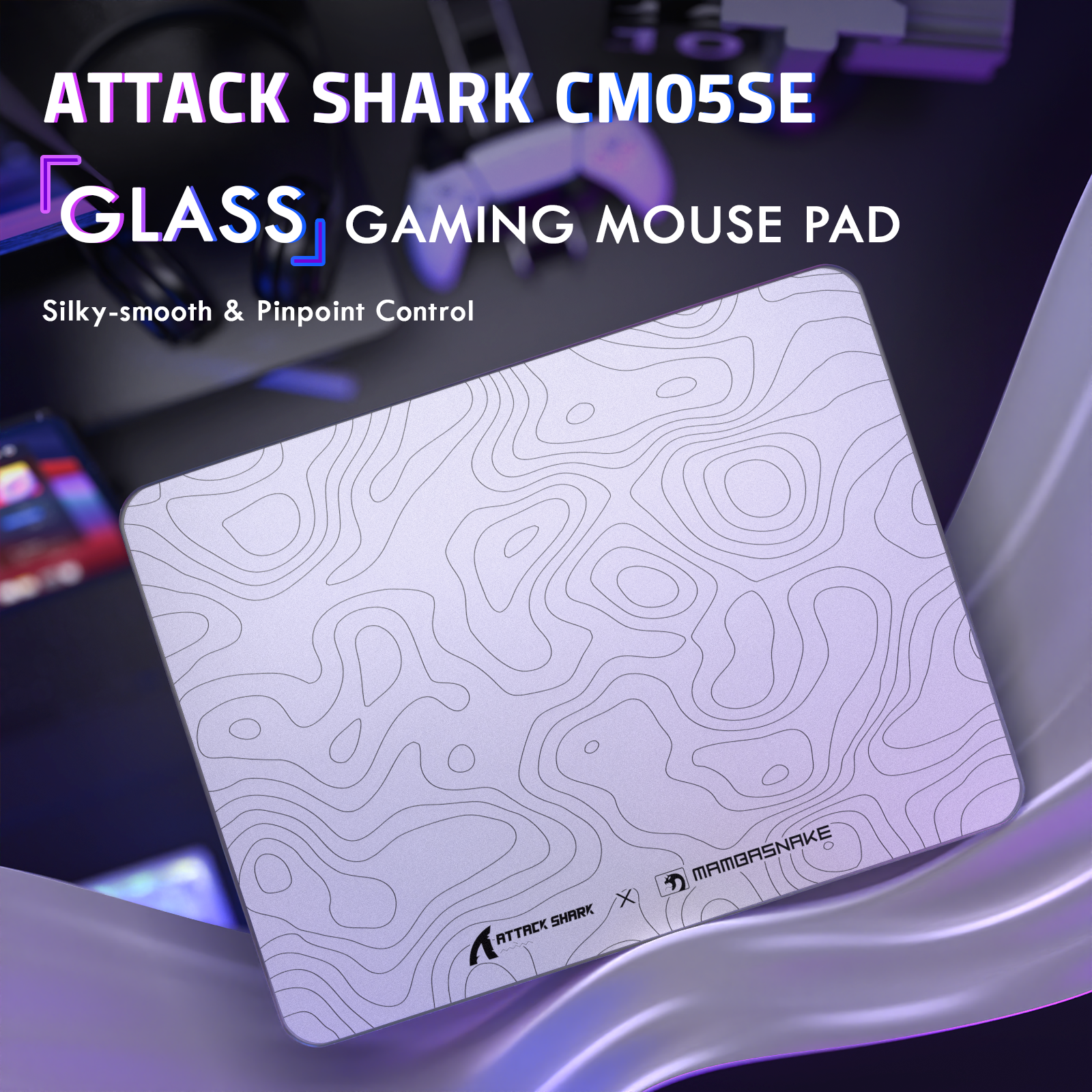 ATTACK SHARK CM05 Gehard Glas Gaming Muismat