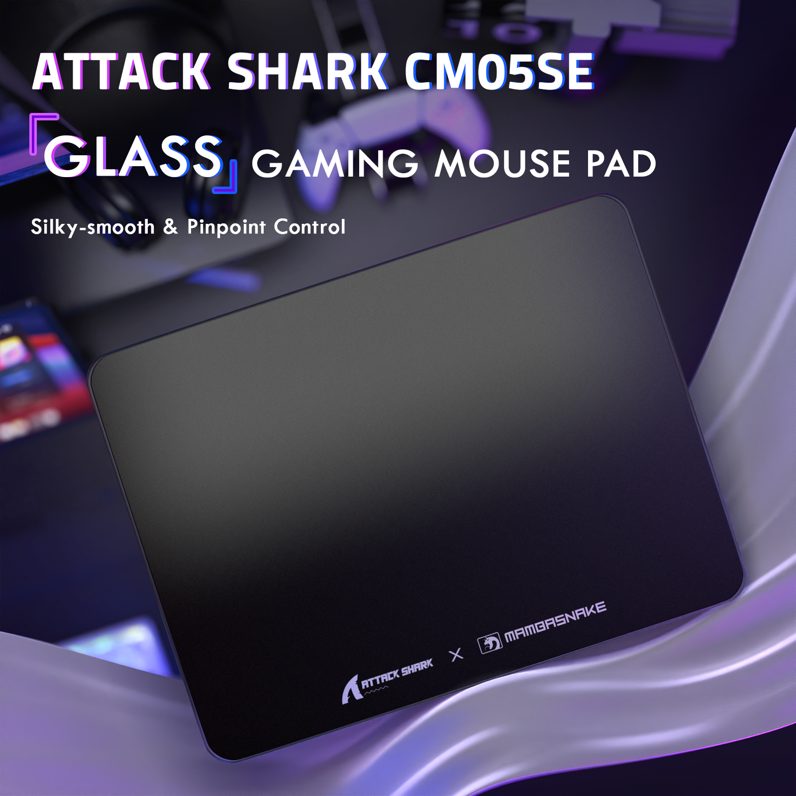 ATTACK SHARK CM05 Gehard Glas Gaming Muismat