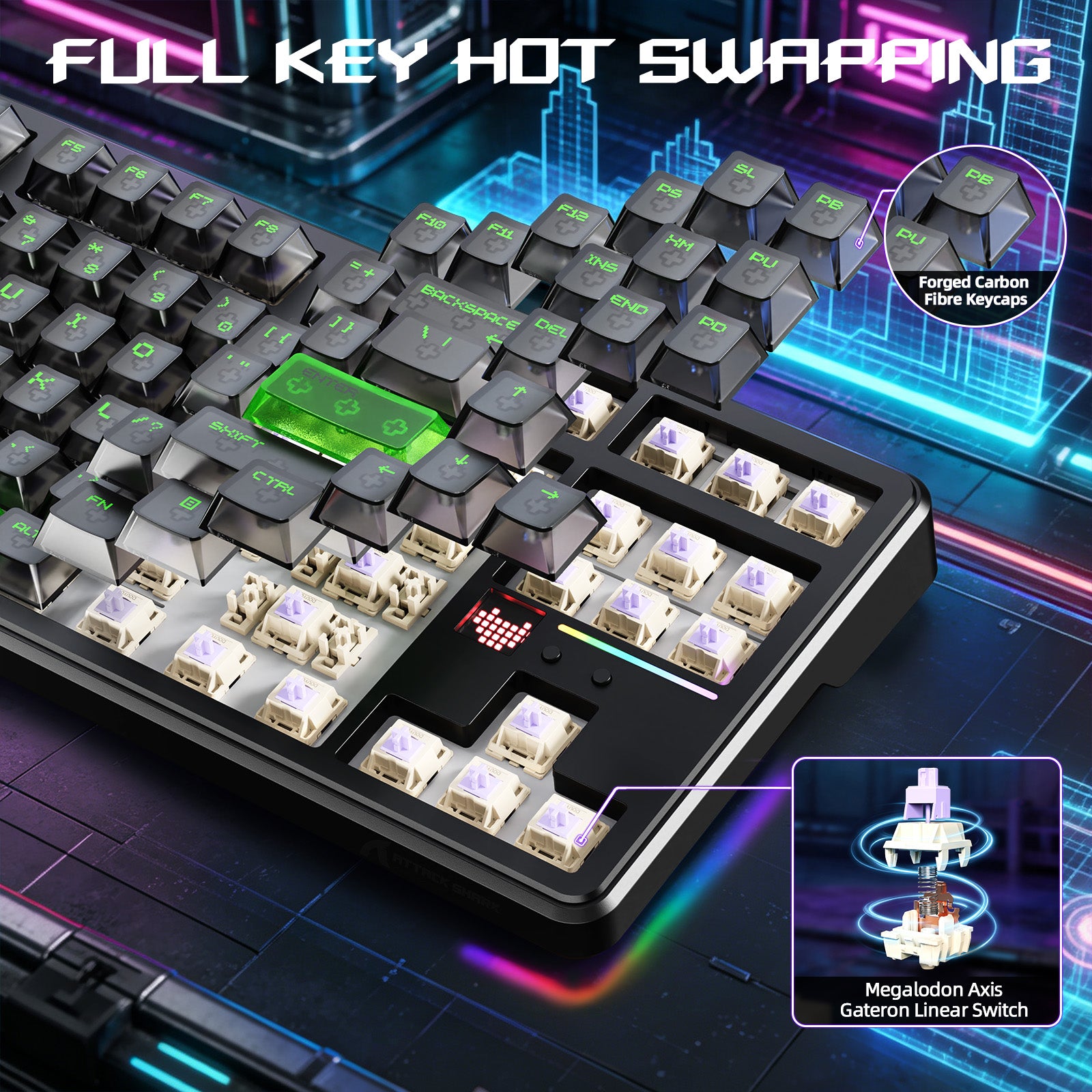 ATTACK SHARK X87 ULTRA Draadloos Gaming Toetsenbord met 8KHz Ontvanger en RGB Opgerolde Kabel
