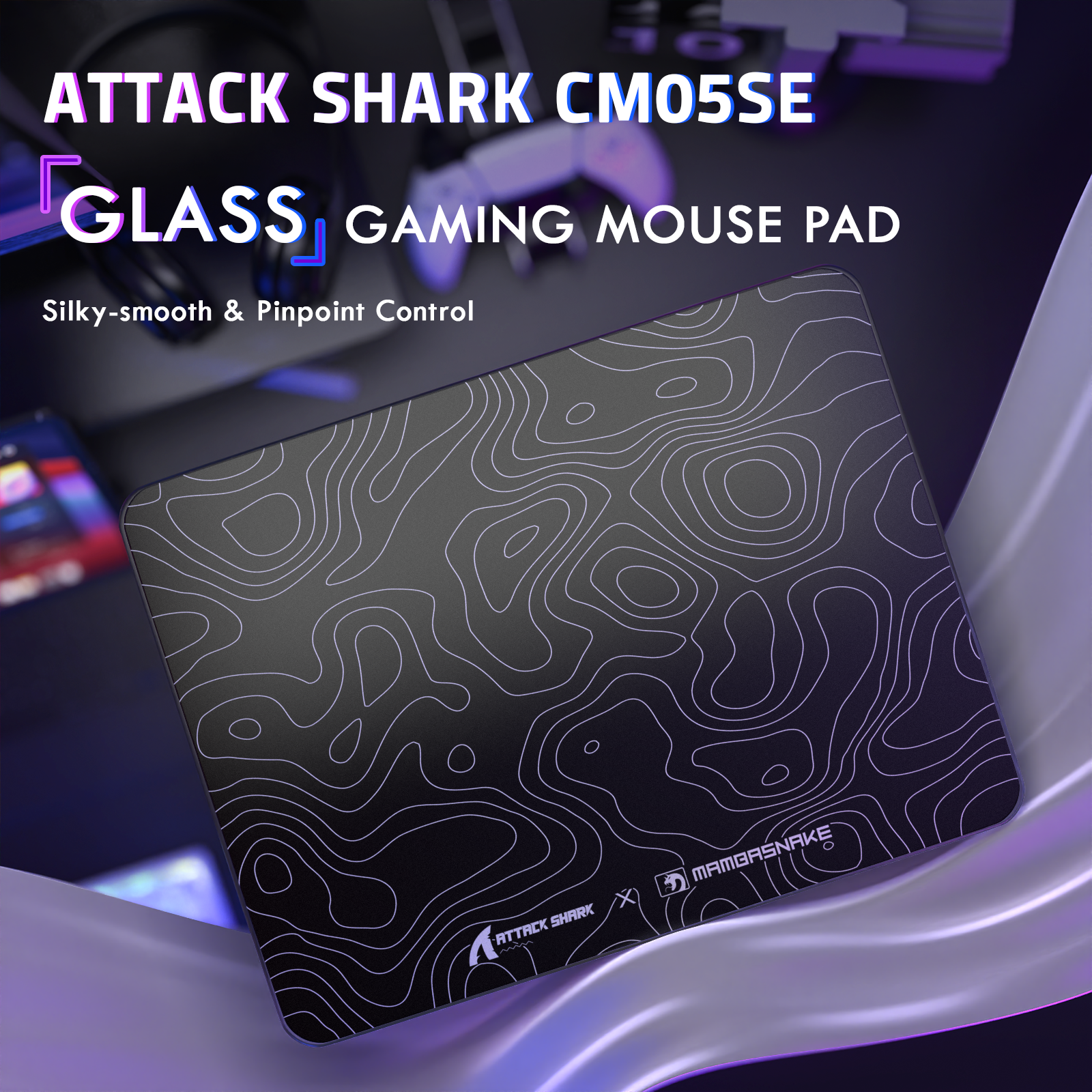 ATTACK SHARK CM05 Gehard Glas Gaming Muismat