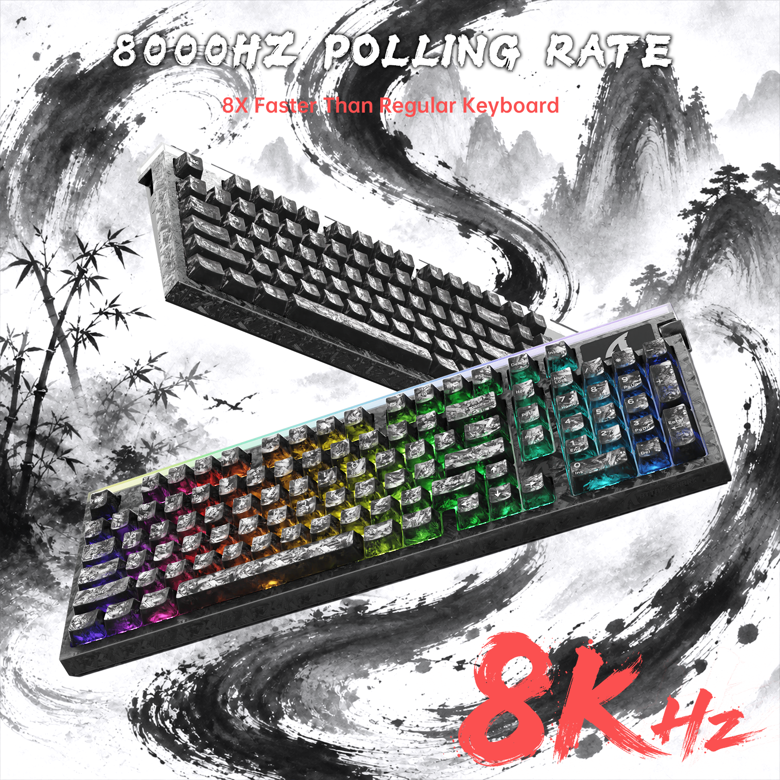 ATTACK SHARK R98 HE Carbon Fiber Bedraad Sneltoets Magnetische Schakelaar Toetsenbord Met C01 Ultra RGB Opgerolde Kabel