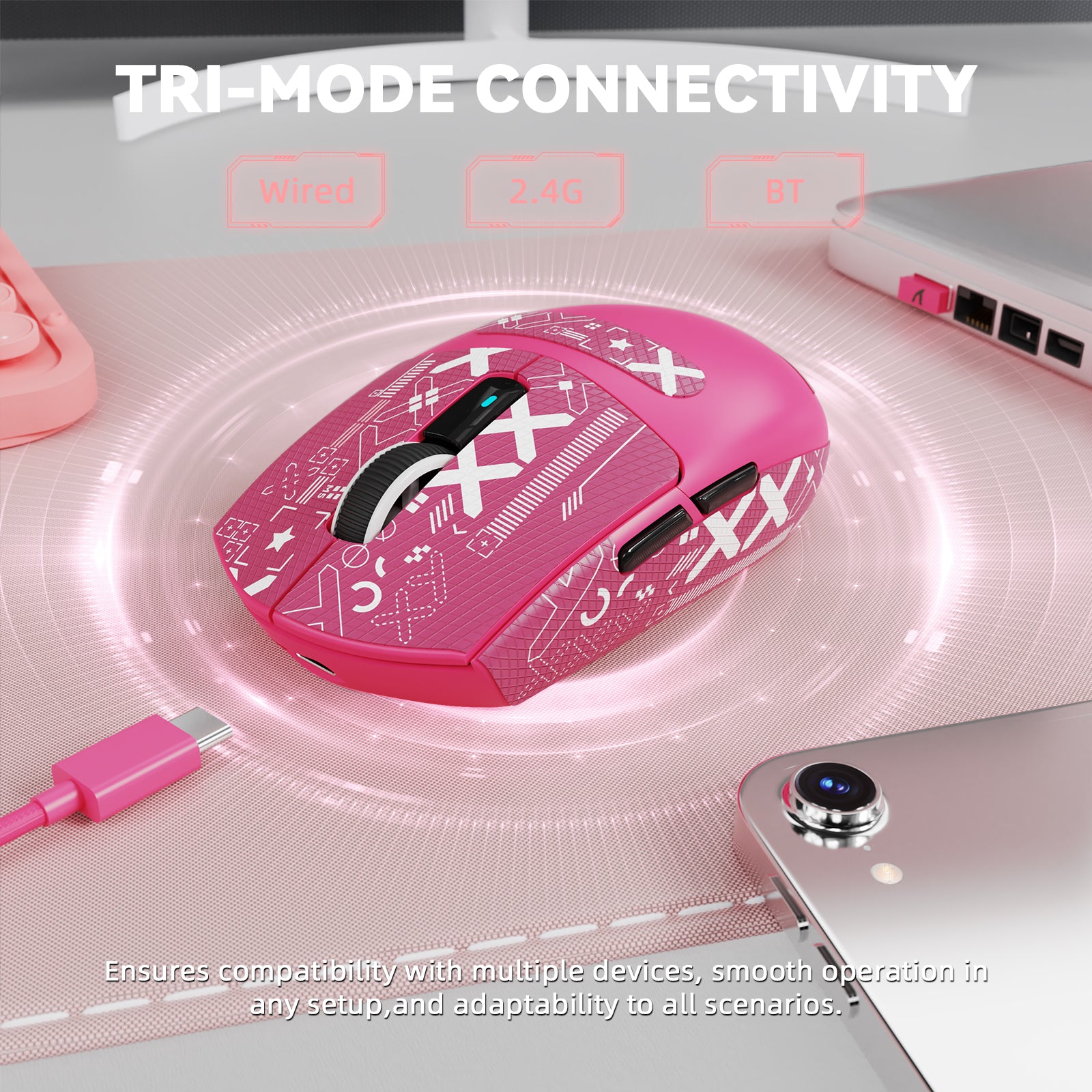 ATTACK SHARK G3PRO Tri-mode Draadloze Gaming Muis met Oplaad Dock 25000 DPI Ultra Lichtgewicht