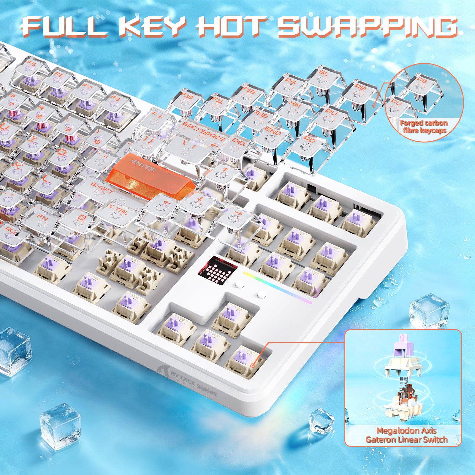 ATTACK SHARK X87 ULTRA Draadloos Gaming Toetsenbord met 8KHz Ontvanger en RGB Opgerolde Kabel