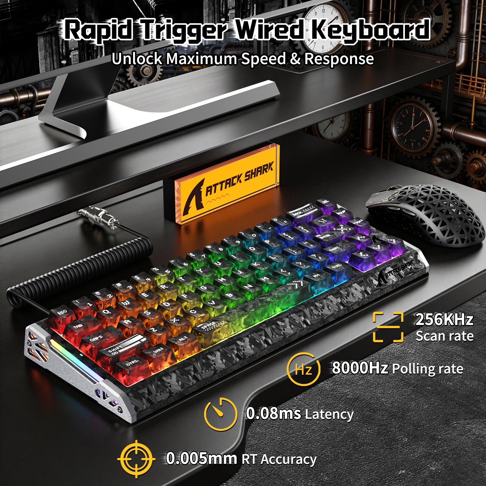 ATTACK SHARK R68 HE & R5 ULTRA Carbon Fiber Gaming Bundel met C01 ULTRA Opgerolde Kabel