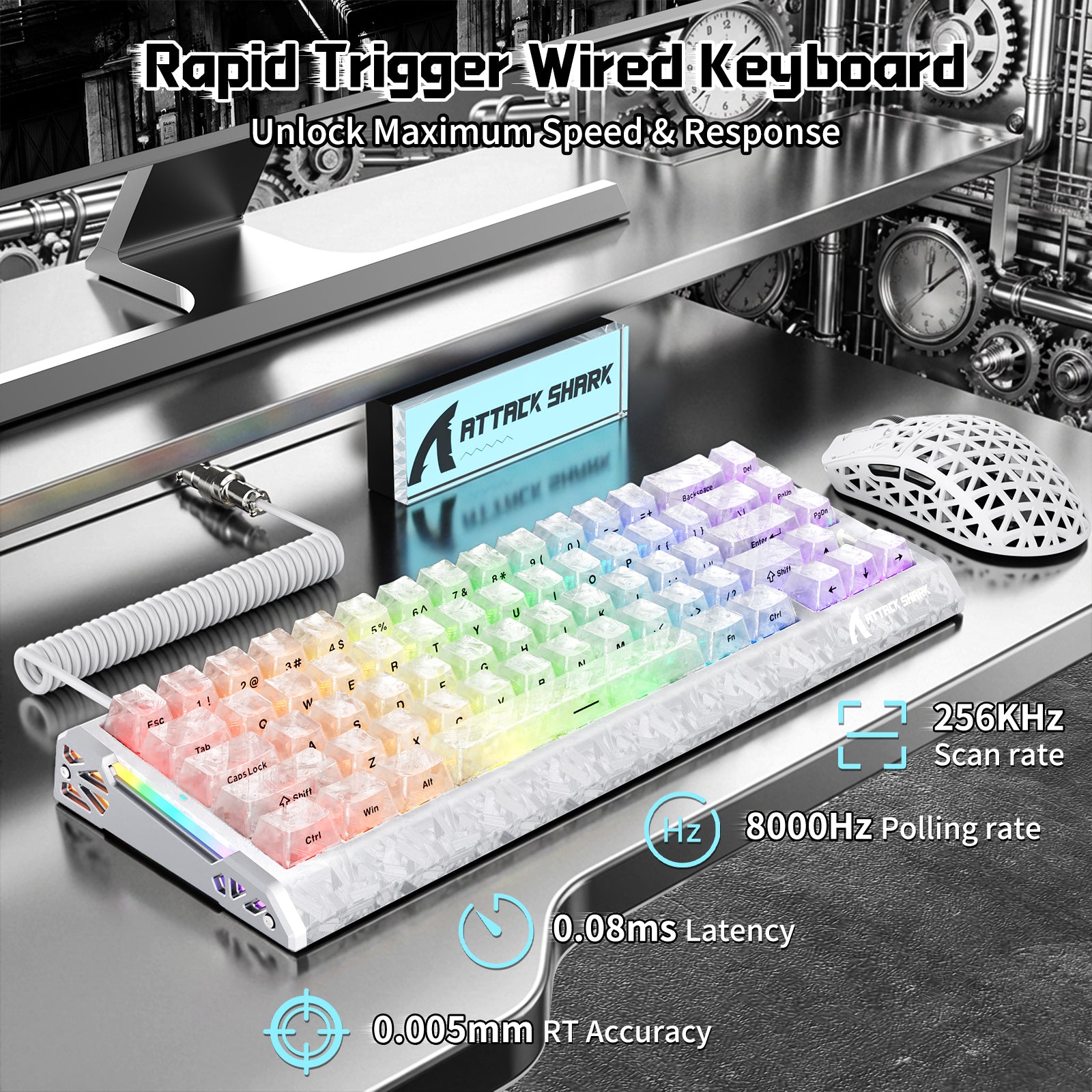ATTACK SHARK R68 HE & R5 ULTRA Carbon Fiber Gaming Bundel met C01 ULTRA Opgerolde Kabel