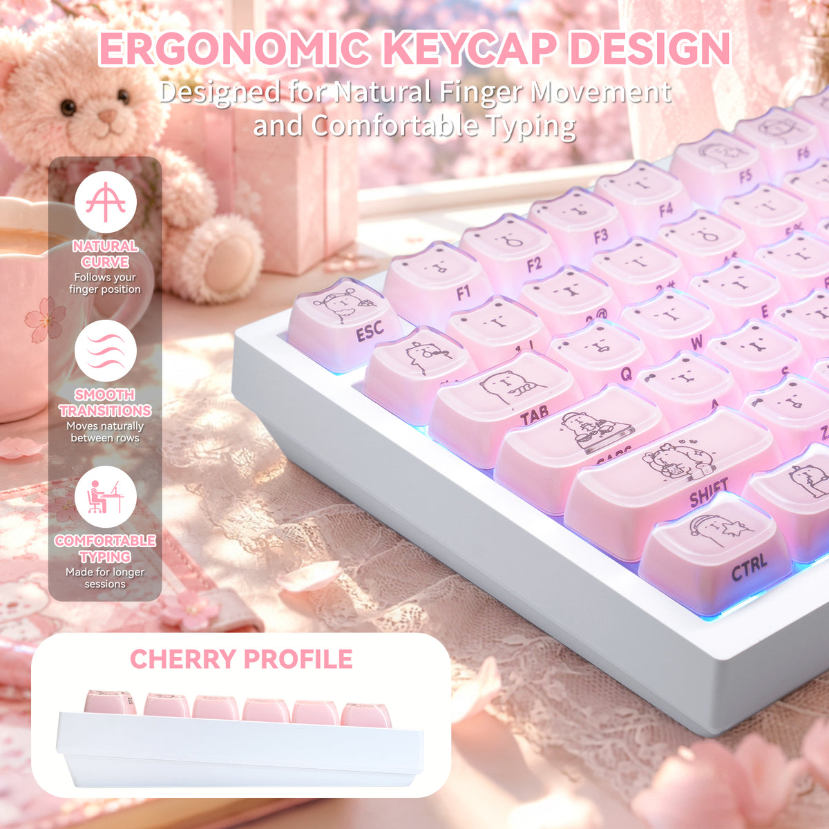 ATTACK SHARK SK05 118/119 toetsen, PBT-keycaps, MOA, ANSI