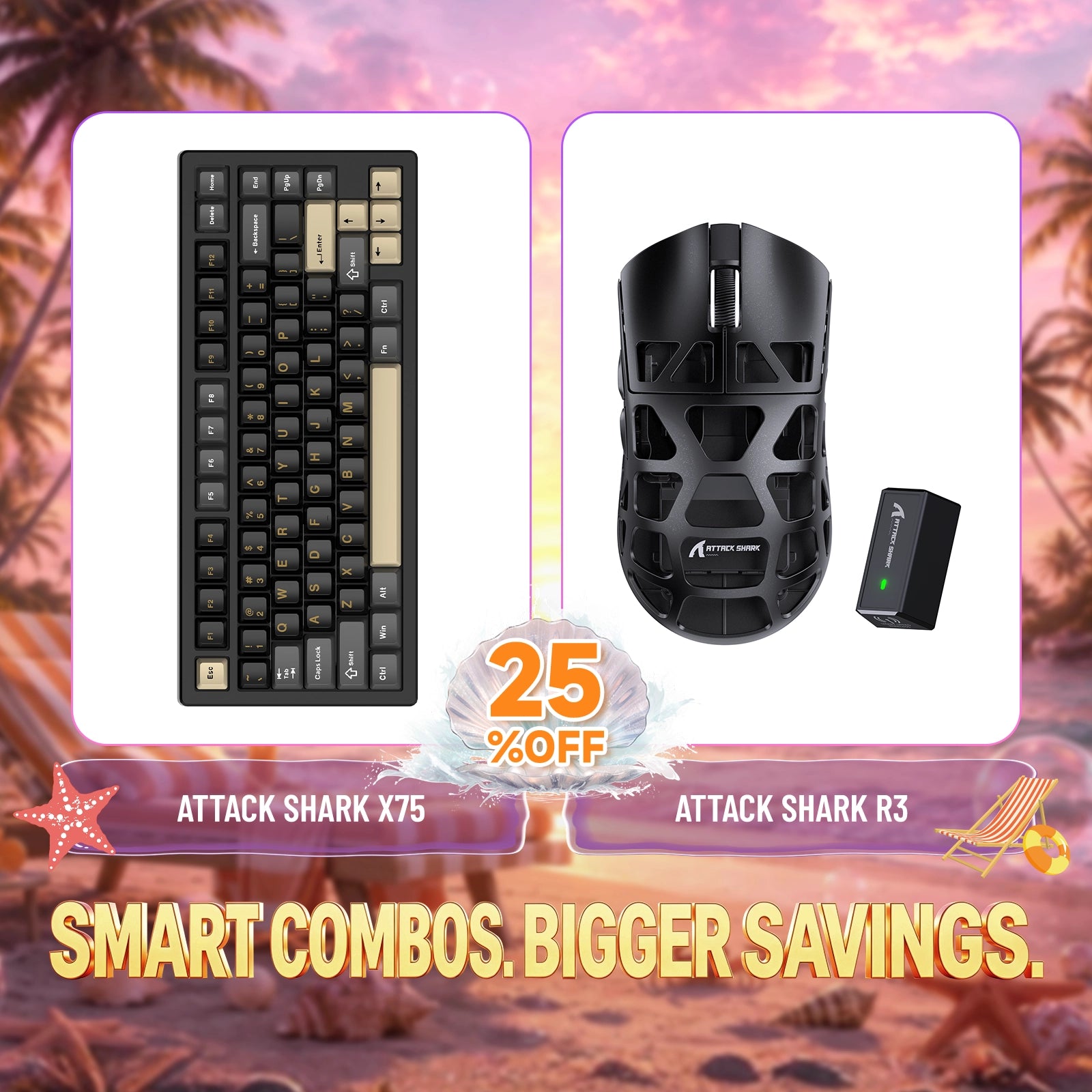 ATTACK SHARK X75 Volledig Aluminium Toetsenbord + R3 Magnesiumlegering Gaming Muis Bundel