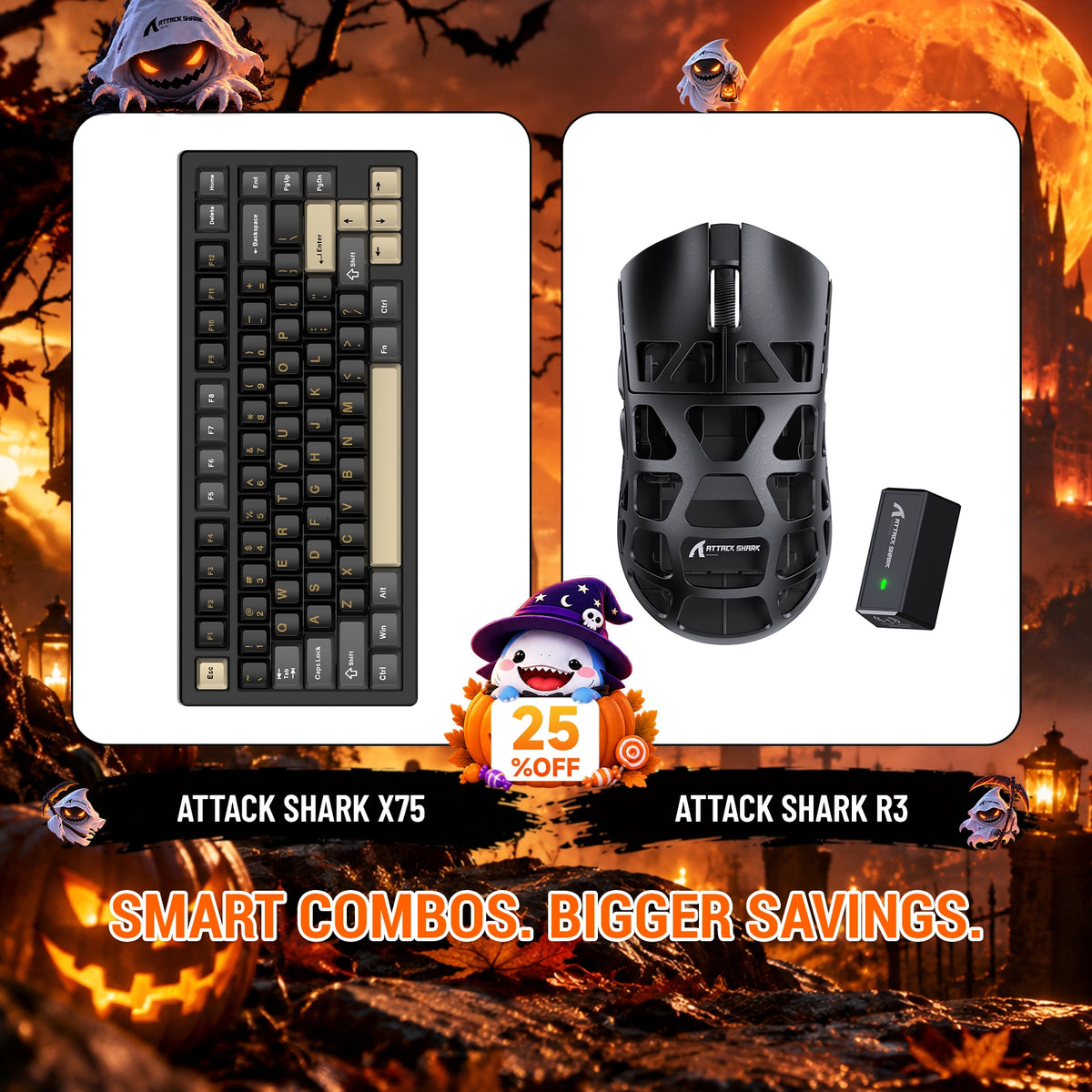 ATTACK SHARK X75 Volledig Aluminium Toetsenbord + R3 Magnesiumlegering Gaming Muis Bundel
