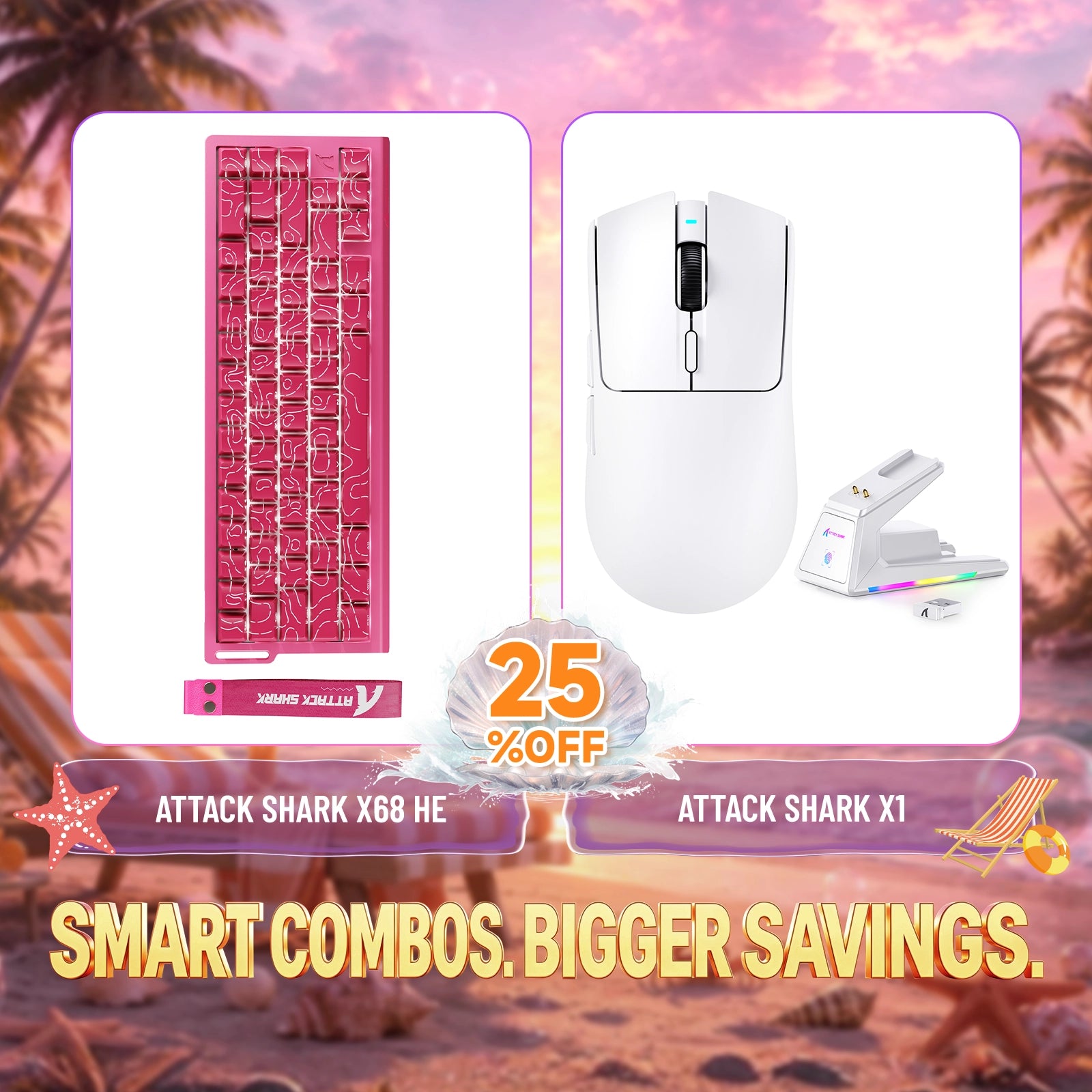 ATTACK SHARK X68HE Rapid Trigger Toetsenbord + X1 Draadloze Gaming Muis Bundel