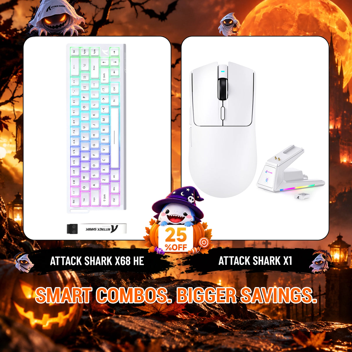 ATTACK SHARK X68HE Rapid Trigger Toetsenbord + X1 Draadloze Gaming Muis Bundel