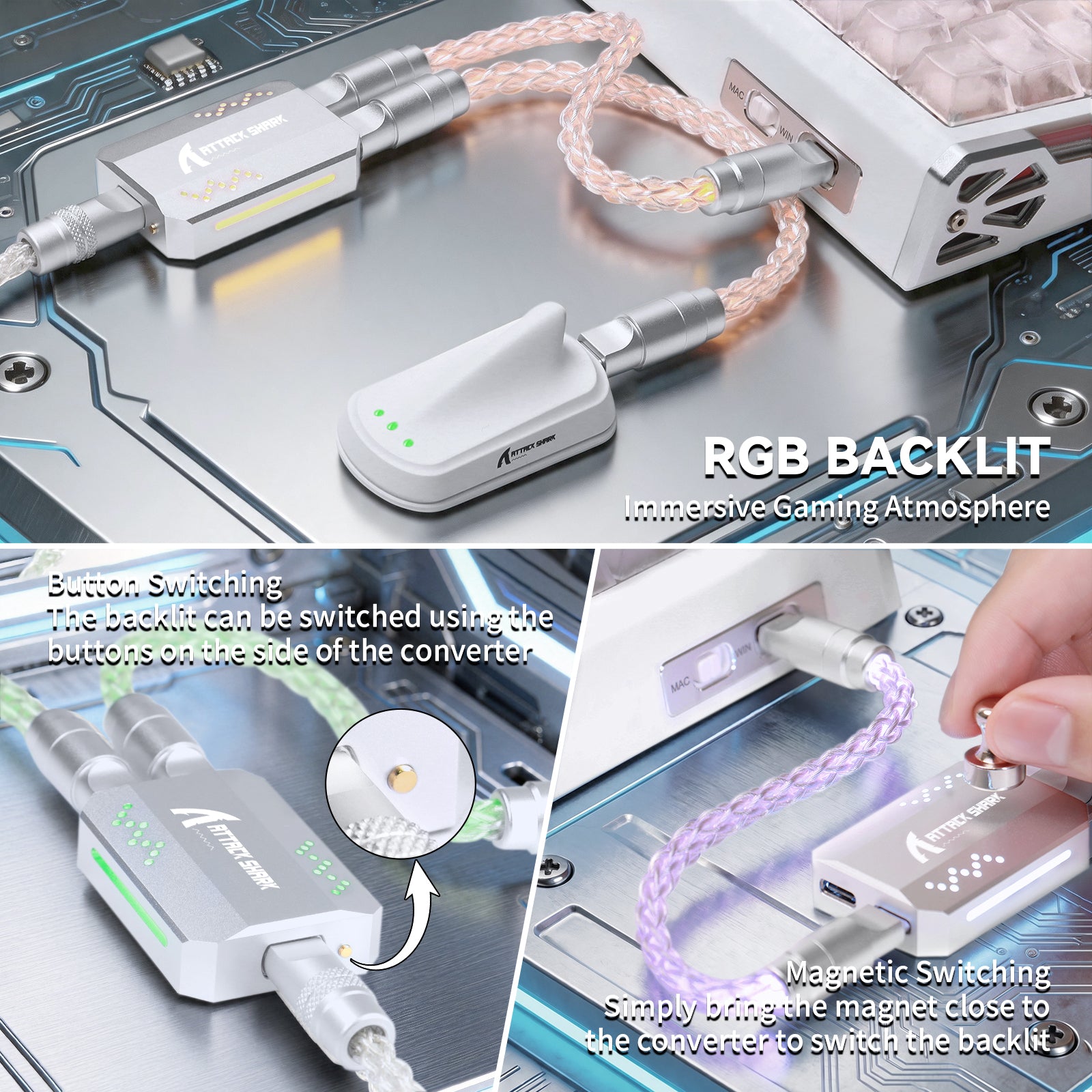 ATTACK SHARK C07 PRO 2-In-1 Type C Kabel voor 8KHz Gaming Toetsenbord/Muis