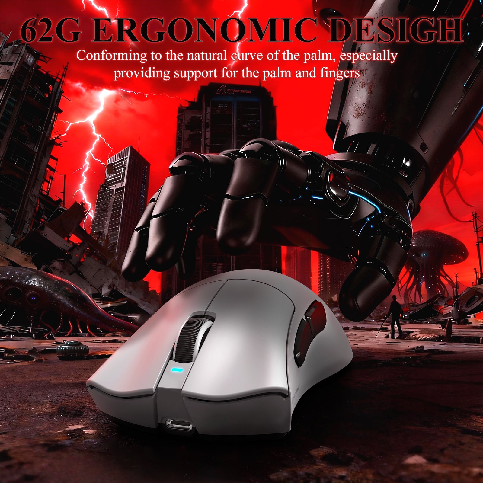 ATTACK SHARK V3PRO Ultra-Lichte Driemodi Gaming Muis met Oplaaddock