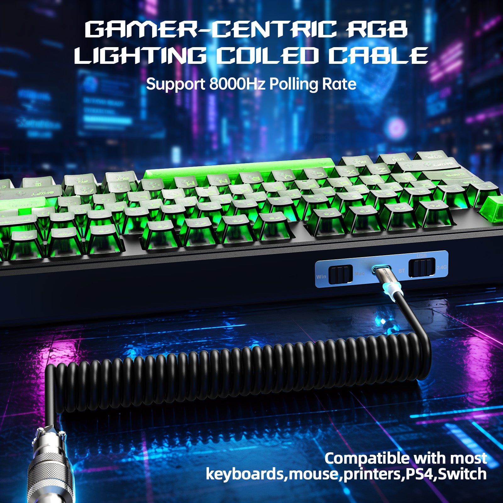 ATTACK SHARK X87 ULTRA Draadloos Gaming Toetsenbord met 8KHz Ontvanger en RGB Opgerolde Kabel