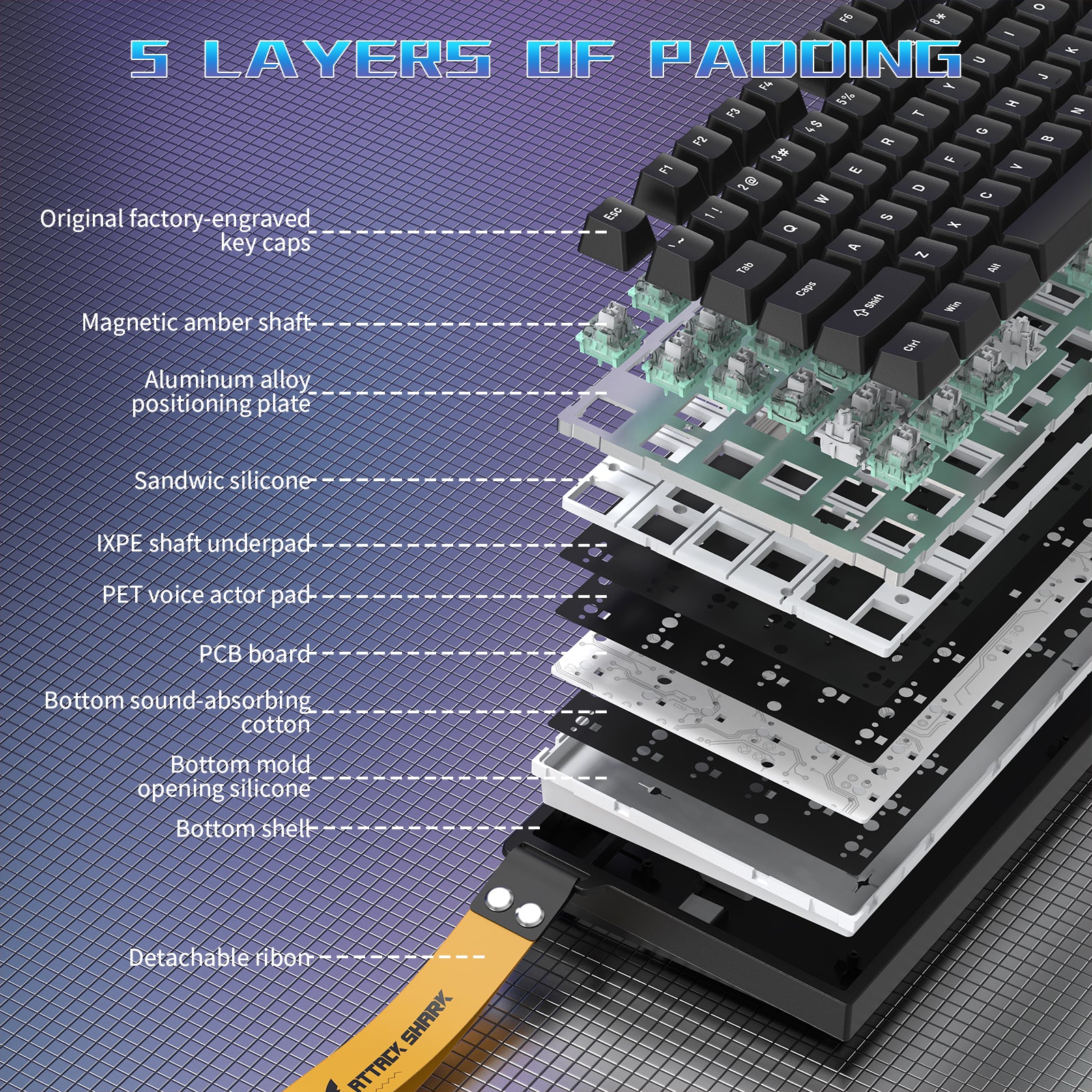 ATTACK SHARK R82 HE Bedraad 75% Gaming Toetsenbord met C01ULTRA LED Kabel