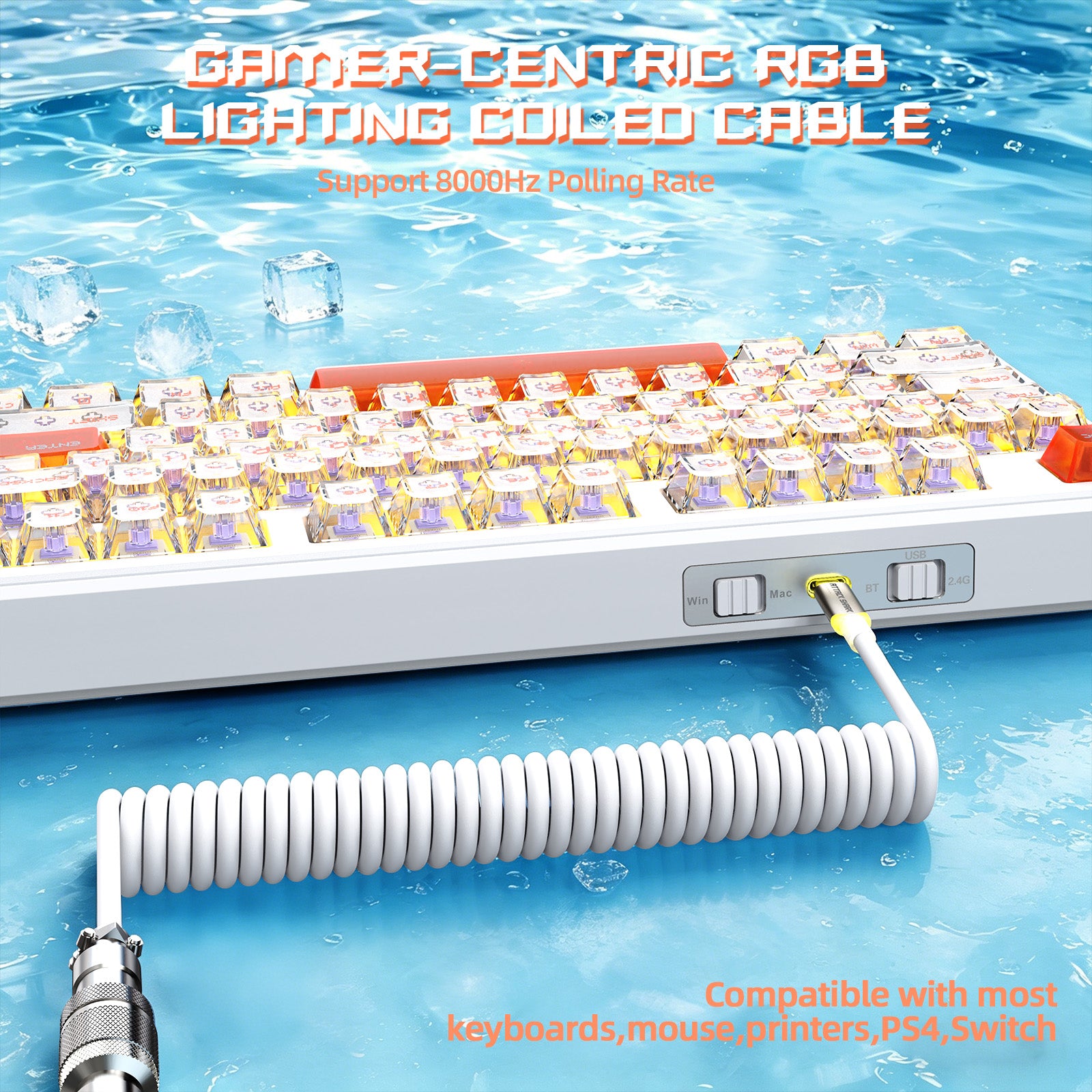 ATTACK SHARK X87 ULTRA Draadloos Gaming Toetsenbord met 8KHz Ontvanger en RGB Opgerolde Kabel