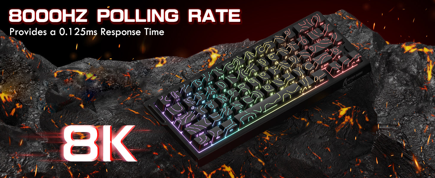 ATTACK SHARK X68PRO HE Draadloos Snelle Trigger Toetsenbord Met Opgerolde Kabel