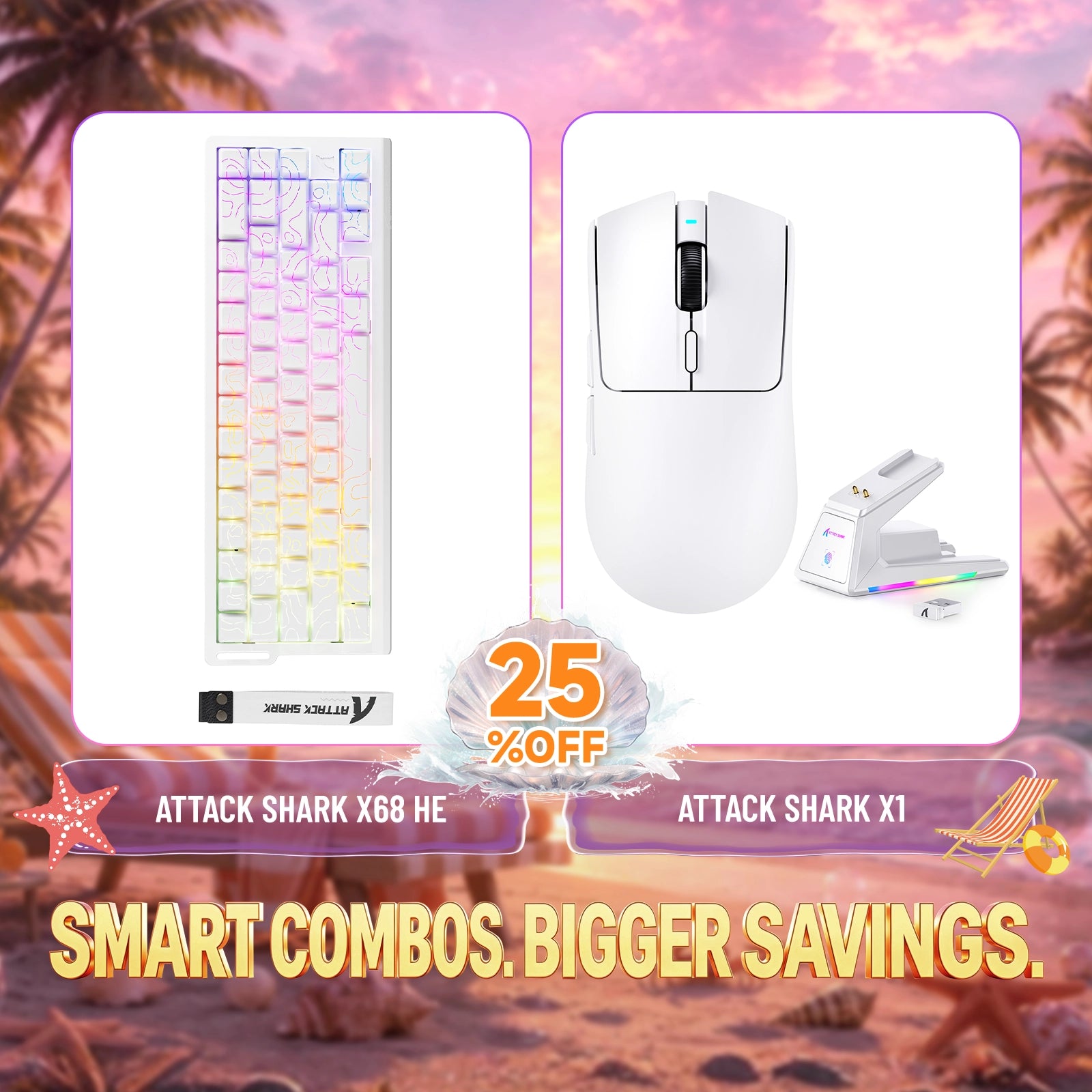 ATTACK SHARK X68HE Rapid Trigger Toetsenbord + X1 Draadloze Gaming Muis Bundel
