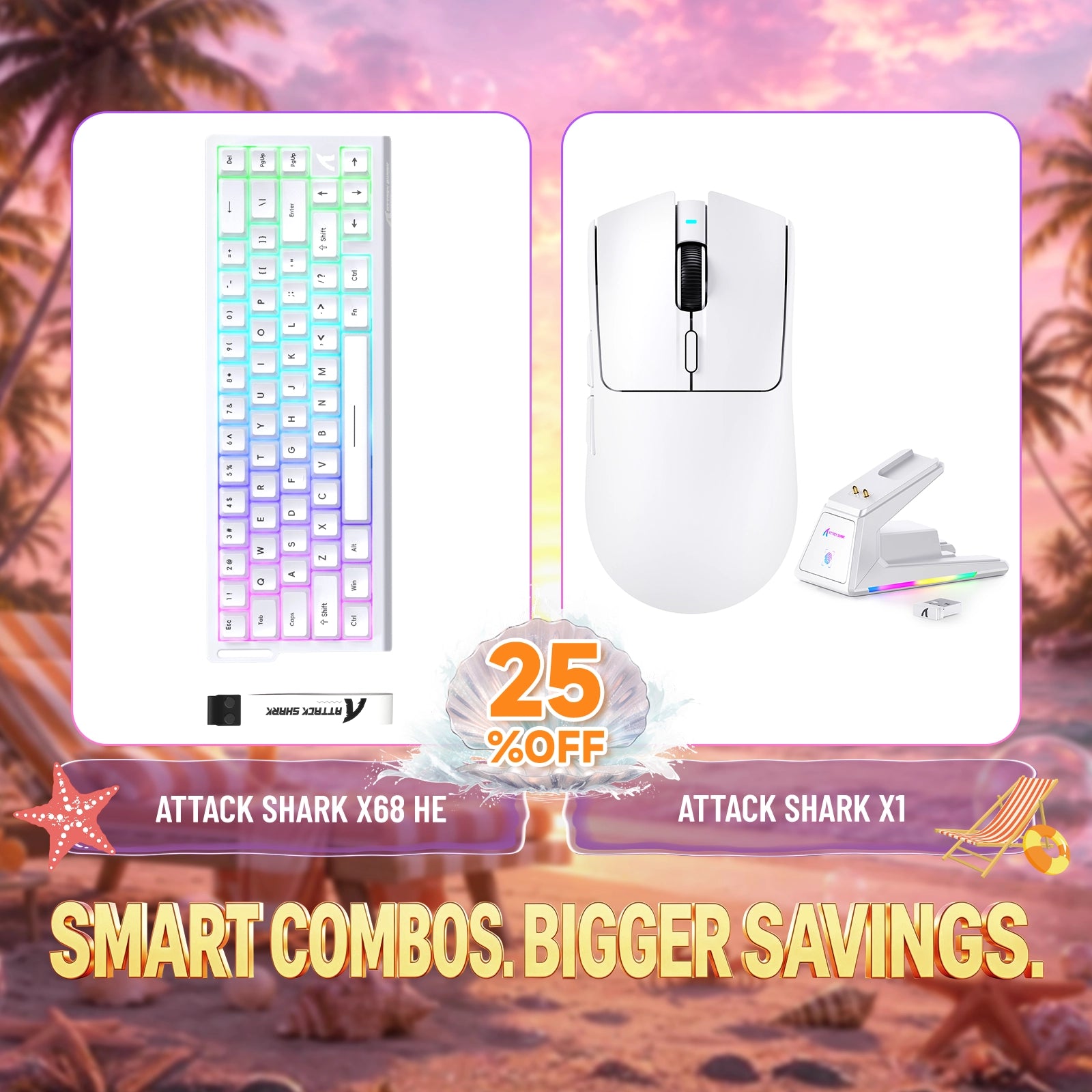 ATTACK SHARK X68HE Rapid Trigger Toetsenbord + X1 Draadloze Gaming Muis Bundel