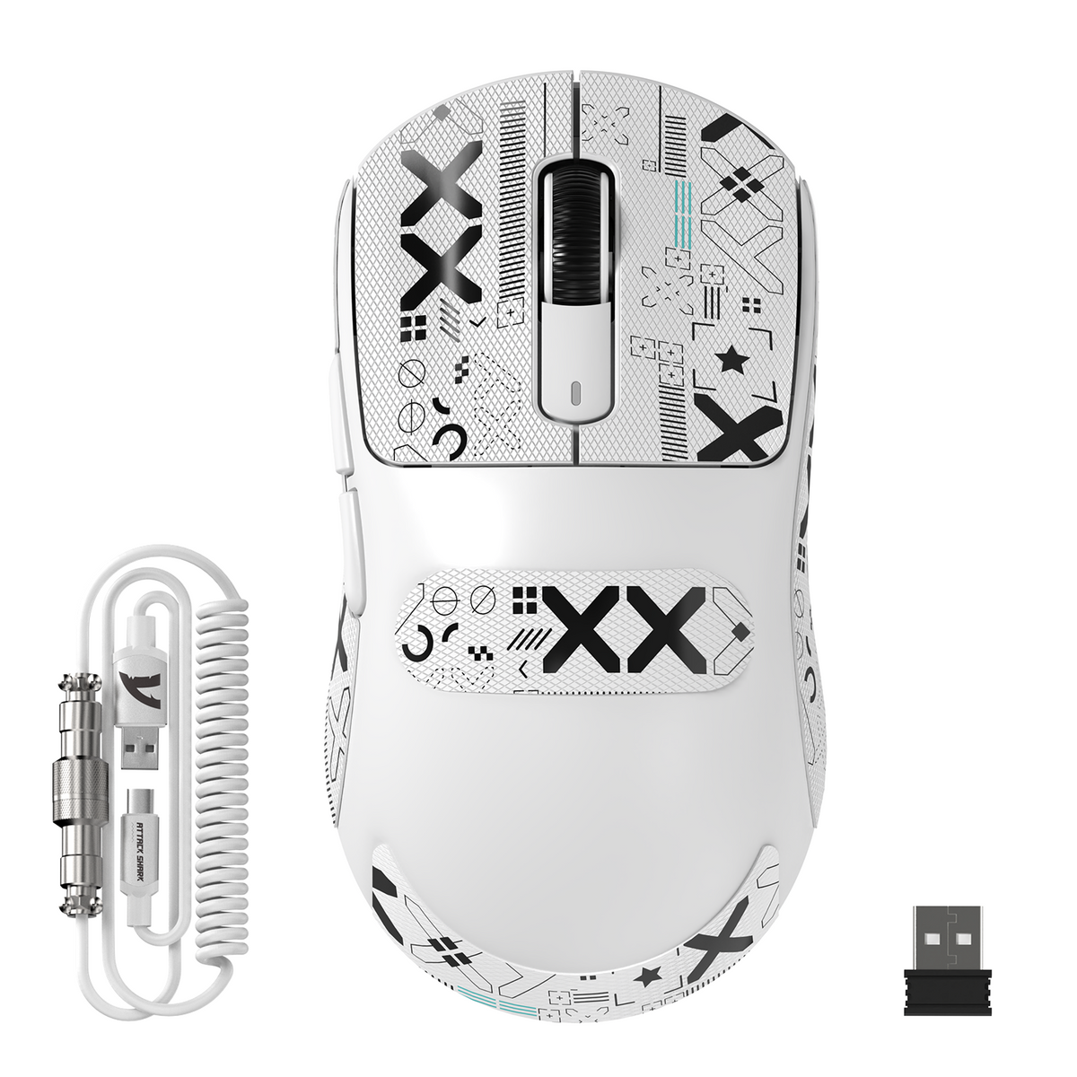 ATTACK SHARK X3 MAX PAW3950 draadloze gamingmuis met gekrulde C06-muiskabel