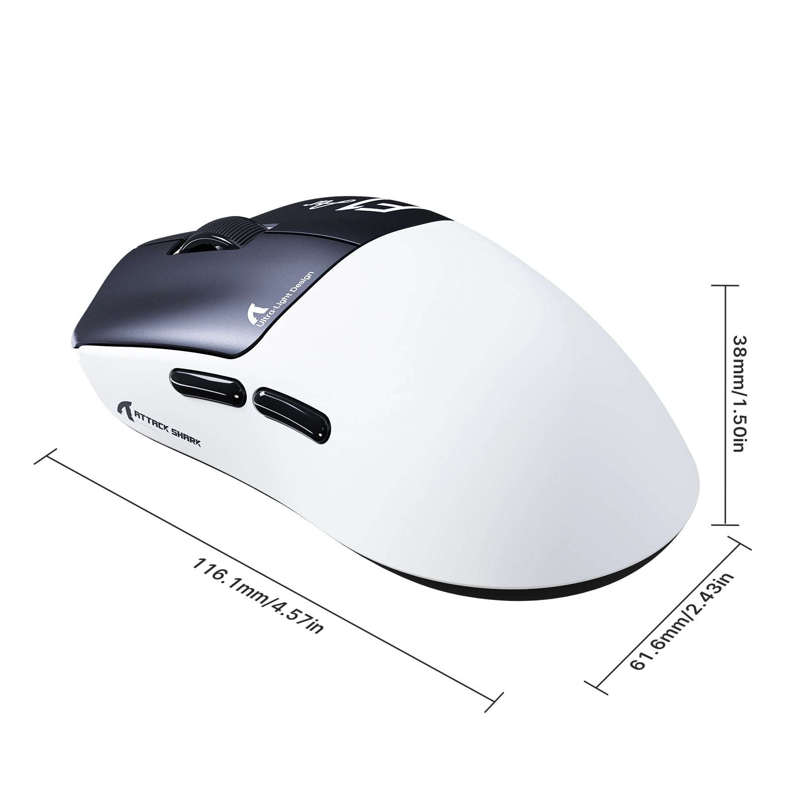ATTACK SHARK F1 AIR 39 g draadloze gamingmuis met PAW3955MAX-sensor