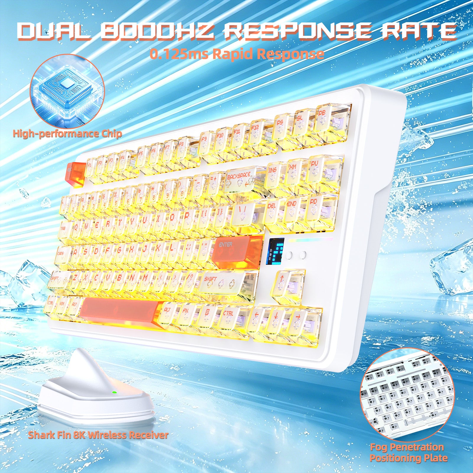ATTACK SHARK X87 ULTRA Draadloos Gaming Toetsenbord met 8KHz Ontvanger en RGB Opgerolde Kabel