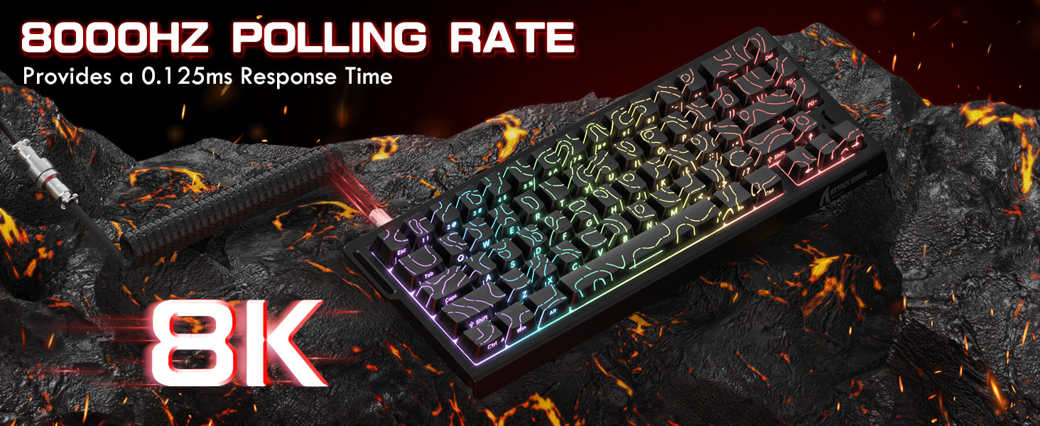 ATTACK SHARK X68 HE Snelle Trigger Toetsenbord Magnetische Schakelaar met C01PRO Opgerolde Kabel
