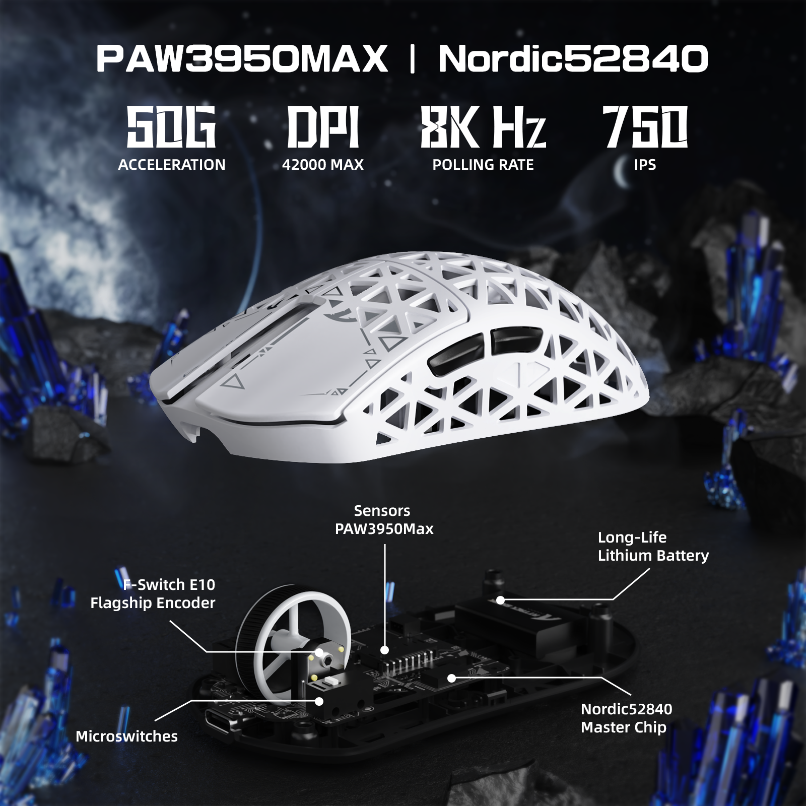 ATTACK SHARK R5 ULTRA Carbon Fiber Draadloze 8K PAW3950MAX Gaming Muis