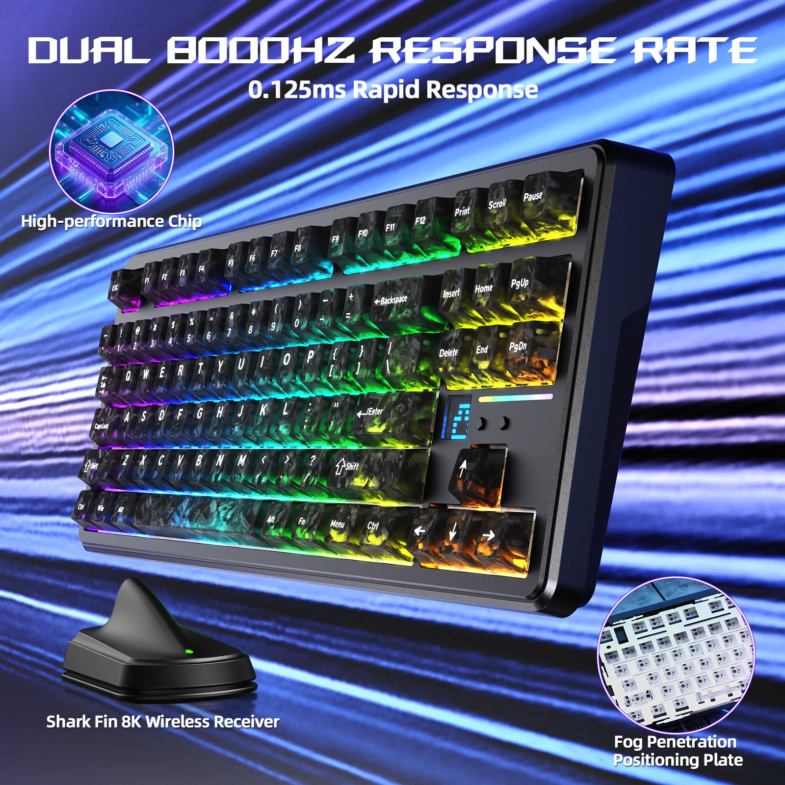ATTACK SHARK X87 ULTRA Draadloos Gaming Toetsenbord met 8KHz Ontvanger en RGB Opgerolde Kabel