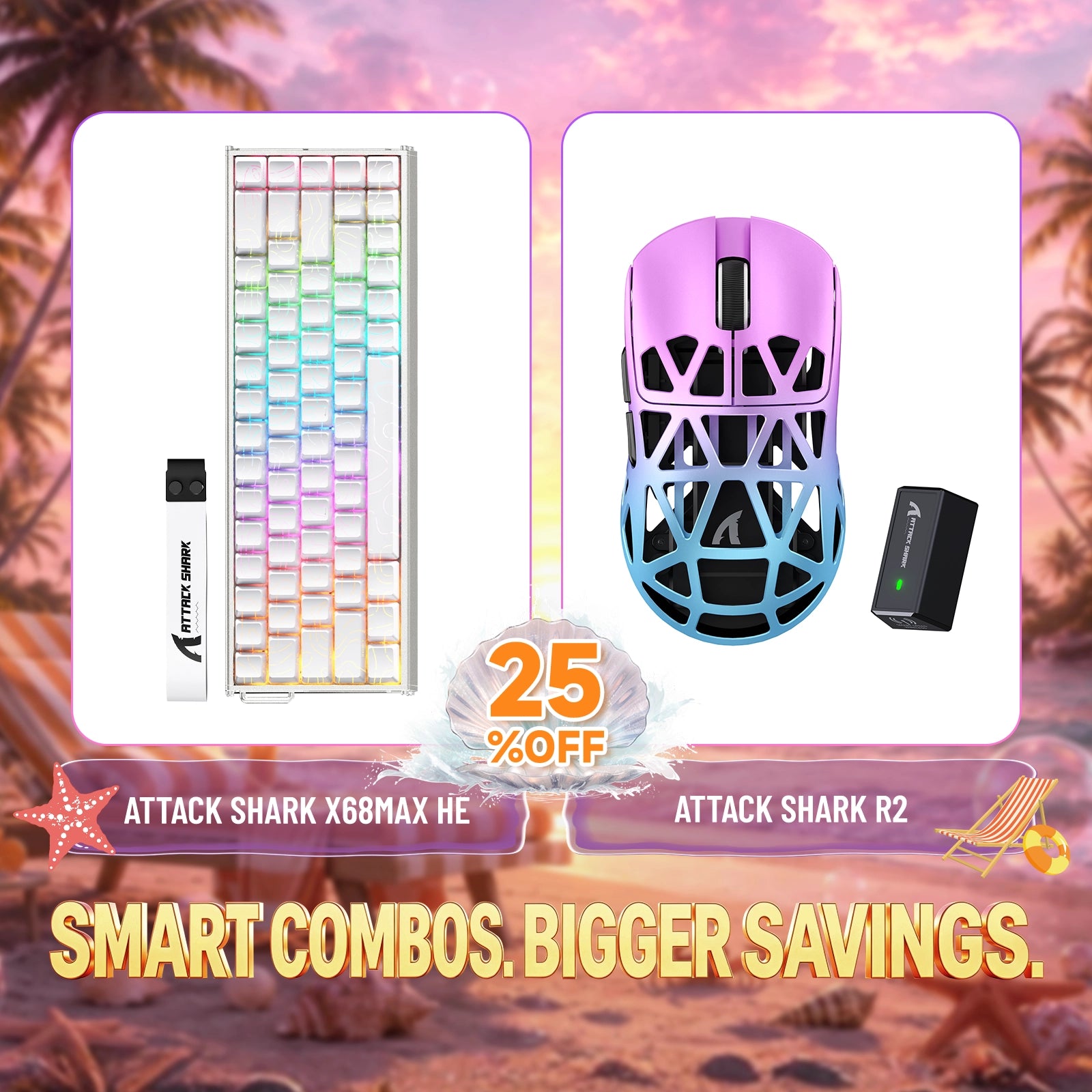 ATTACK SHARK X68MAX HE Rapid Trigger Aluminium Toetsenbord + R2 Magnesiumlegering Draadloze Gaming Muis Bundel