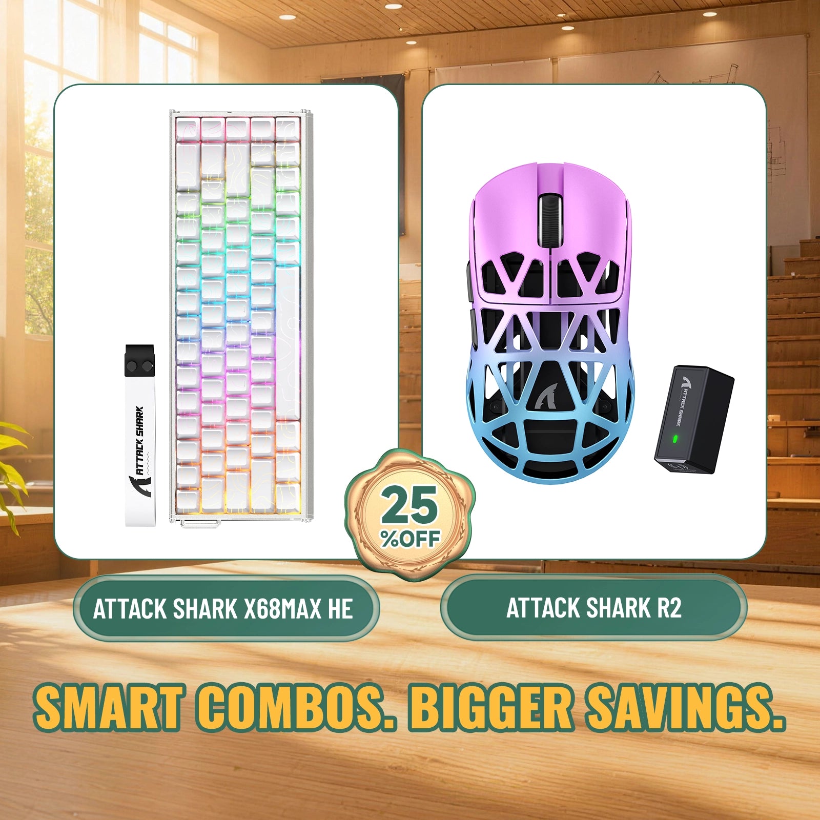 ATTACK SHARK X68MAX HE Rapid Trigger Aluminium Toetsenbord + R2 Magnesiumlegering Draadloze Gaming Muis Bundel