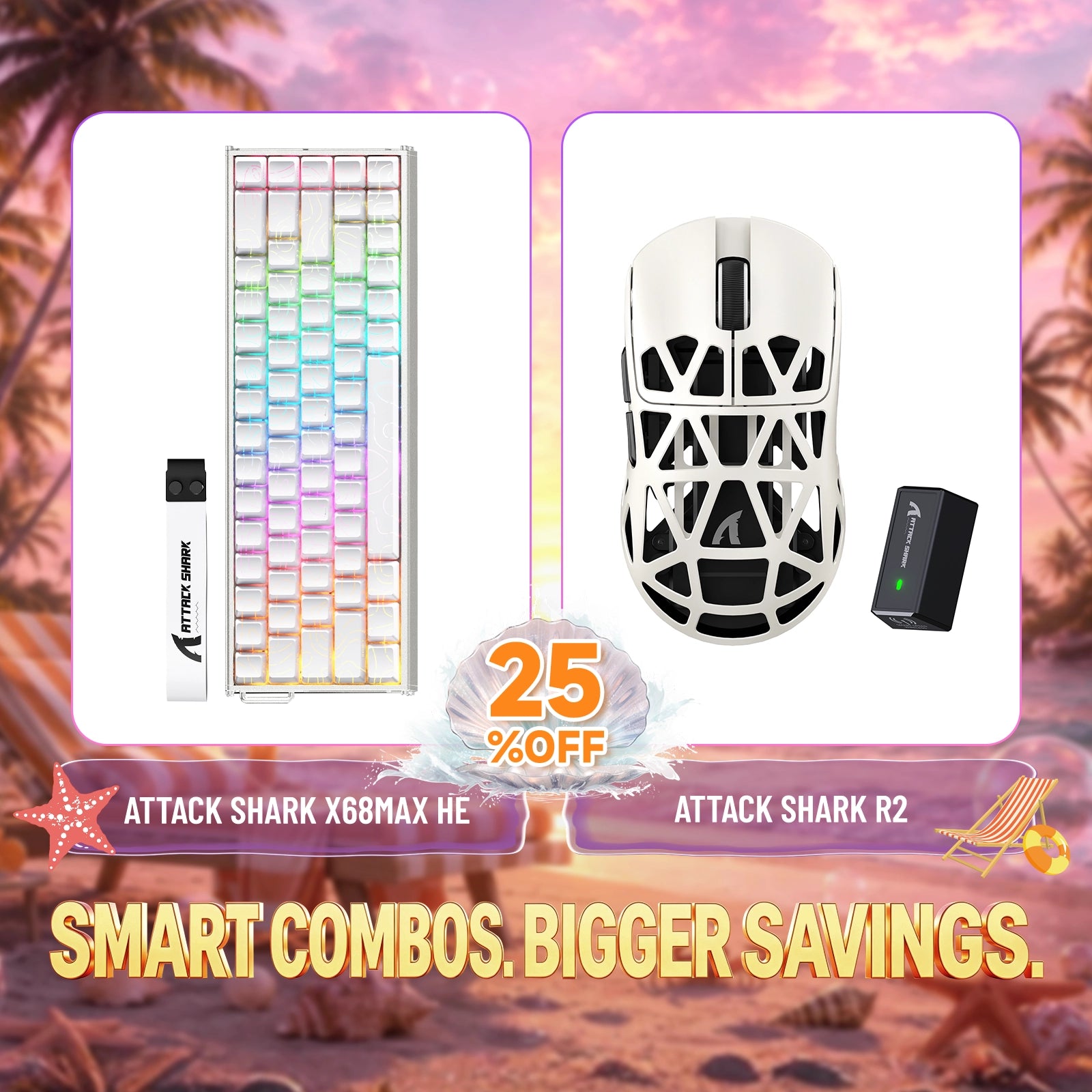 ATTACK SHARK X68MAX HE Rapid Trigger Aluminium Toetsenbord + R2 Magnesiumlegering Draadloze Gaming Muis Bundel
