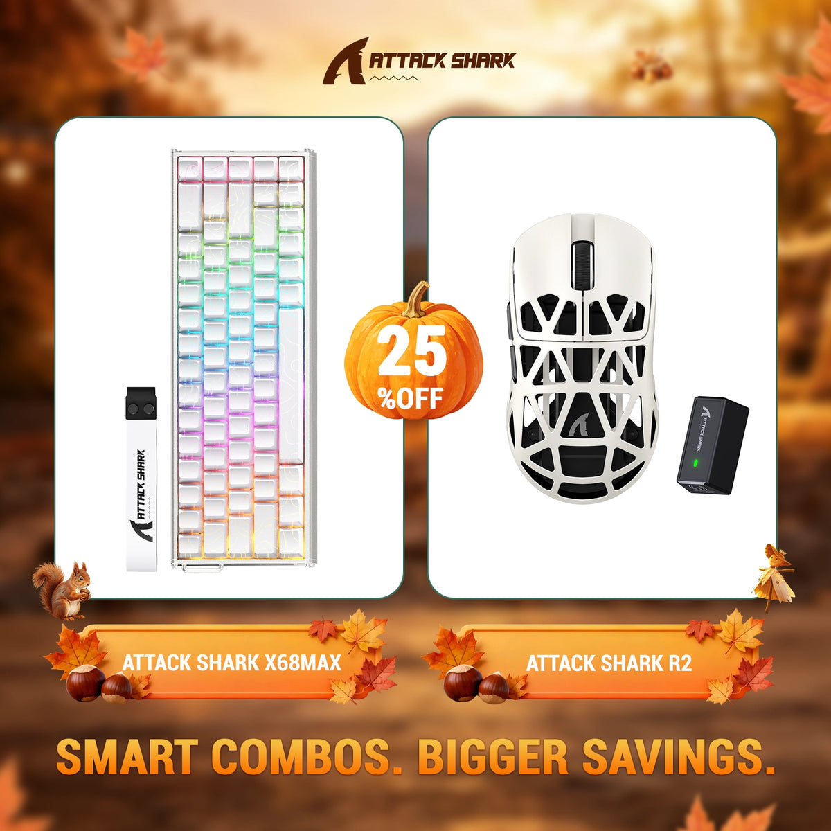 ATTACK SHARK X68 MAX HE-toetsenbord van aluminium met Rapid Trigger + R2 draadloze gamingmuis van magnesiumlegering-bundel