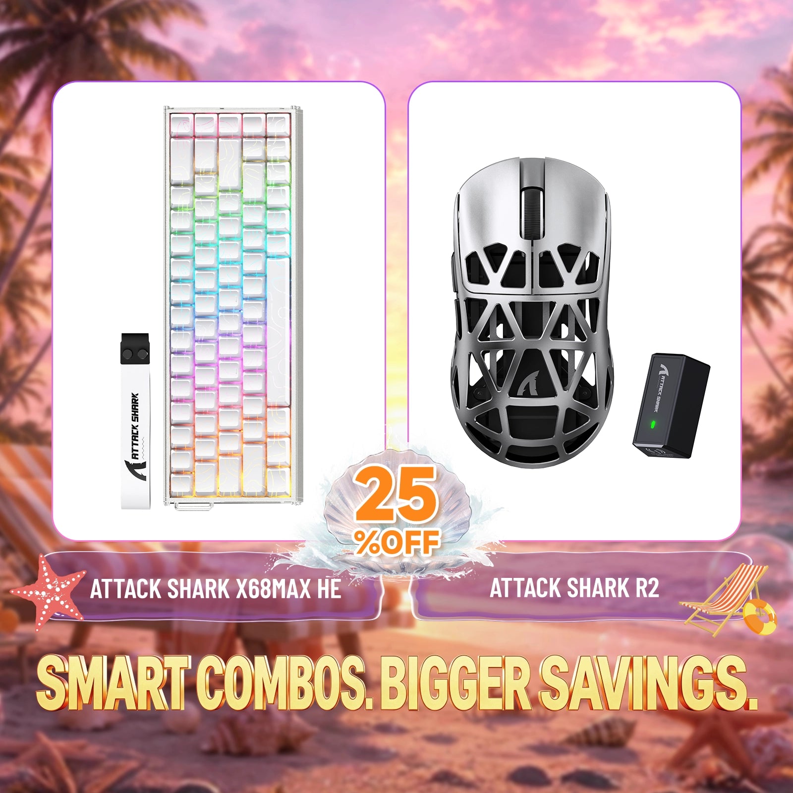 ATTACK SHARK X68MAX HE Rapid Trigger Aluminium Toetsenbord + R2 Magnesiumlegering Draadloze Gaming Muis Bundel
