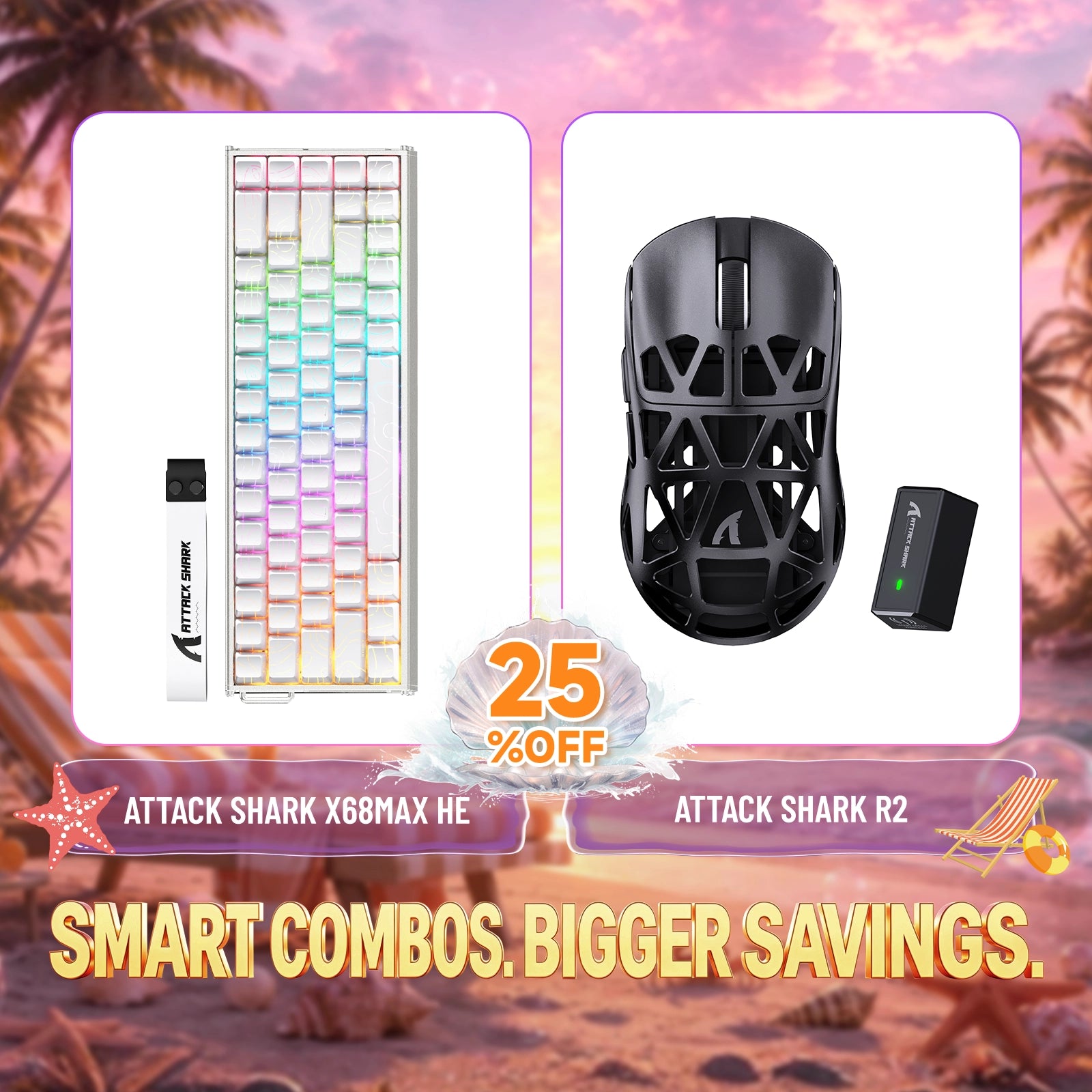 ATTACK SHARK X68MAX HE Rapid Trigger Aluminium Toetsenbord + R2 Magnesiumlegering Draadloze Gaming Muis Bundel