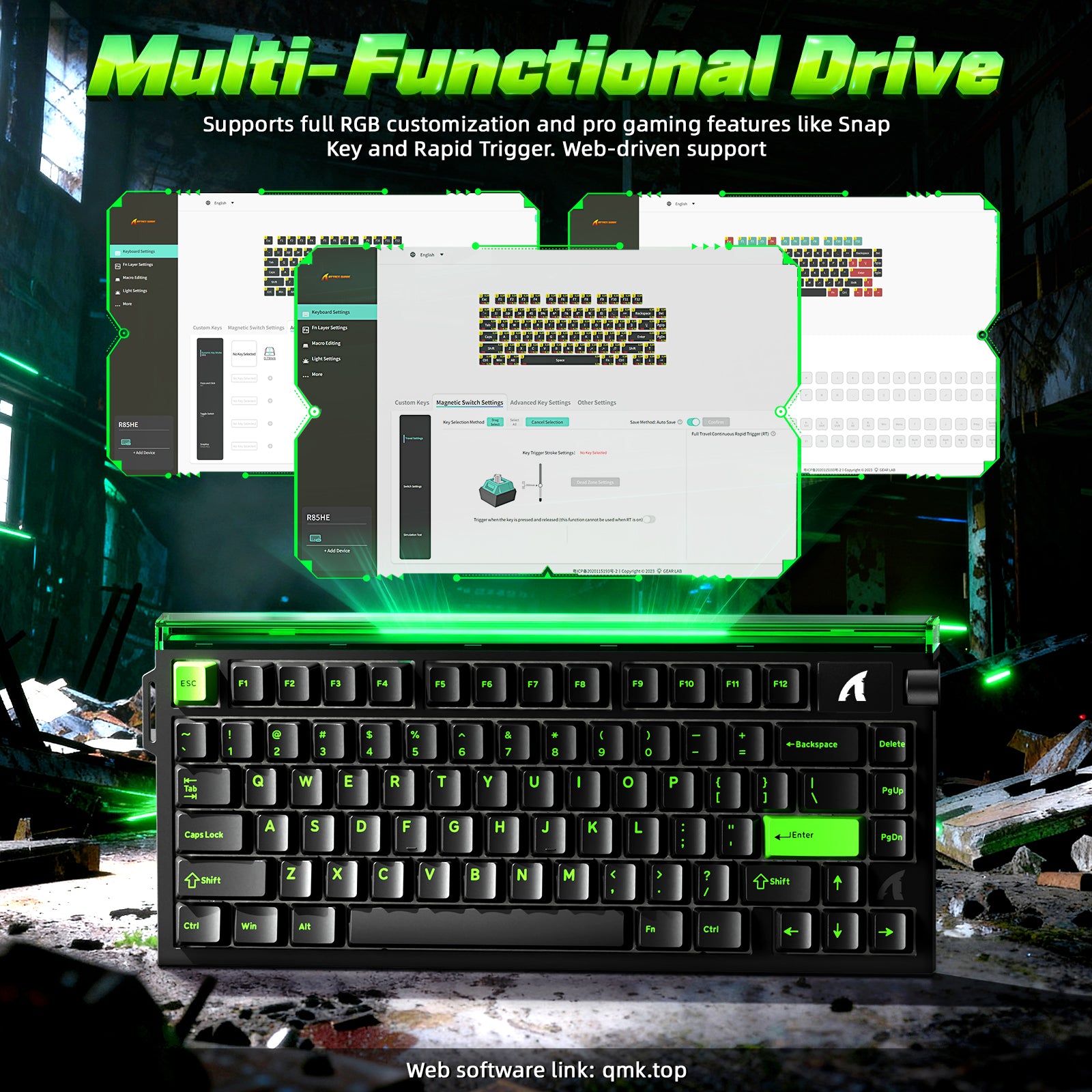 ATTACK SHARK R85 HE Rapid Trigger Toetsenbord met C01ULTRA LED Kabel