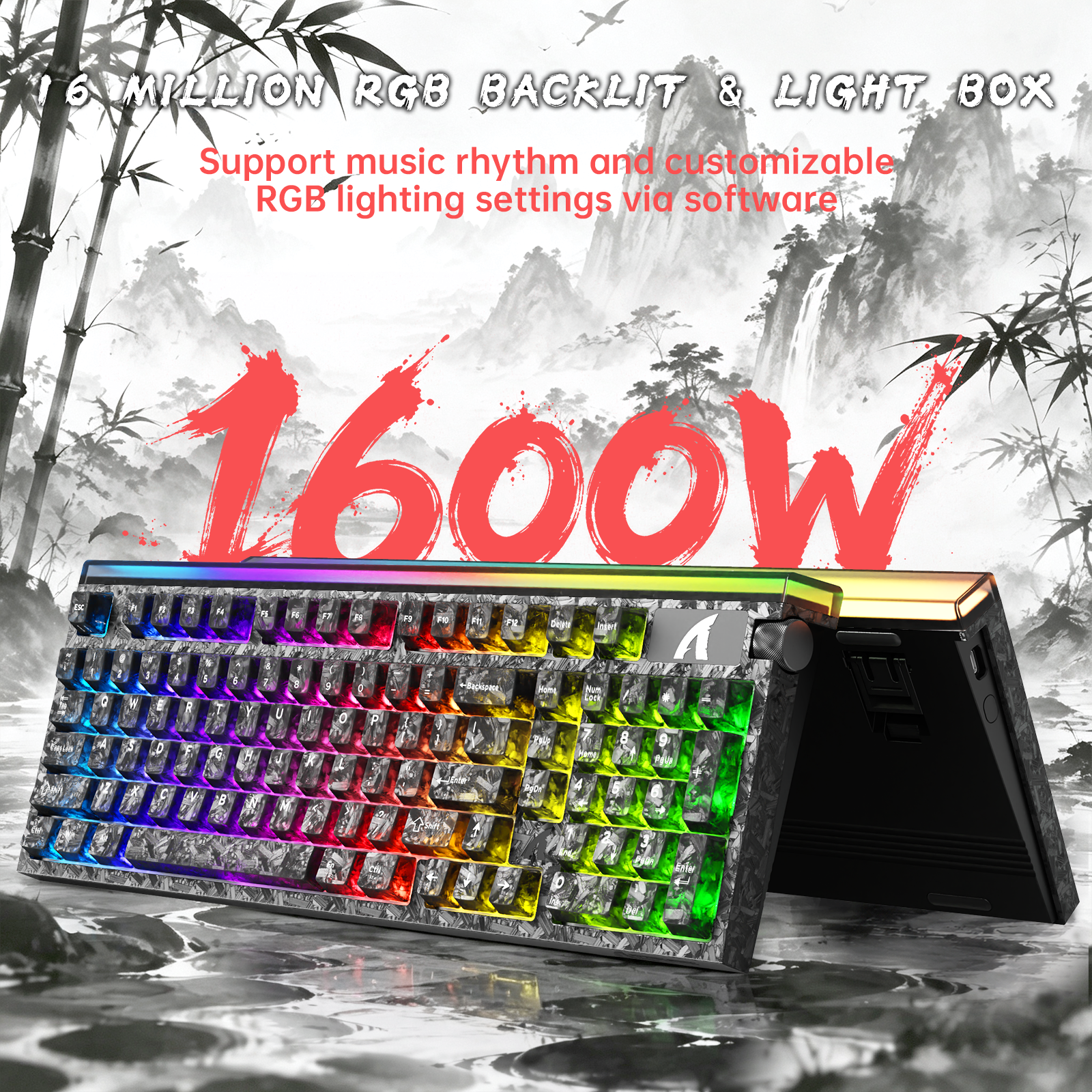 ATTACK SHARK R98 HE Carbon Fiber Bedraad Sneltoets Magnetische Schakelaar Toetsenbord Met C01 Ultra RGB Opgerolde Kabel