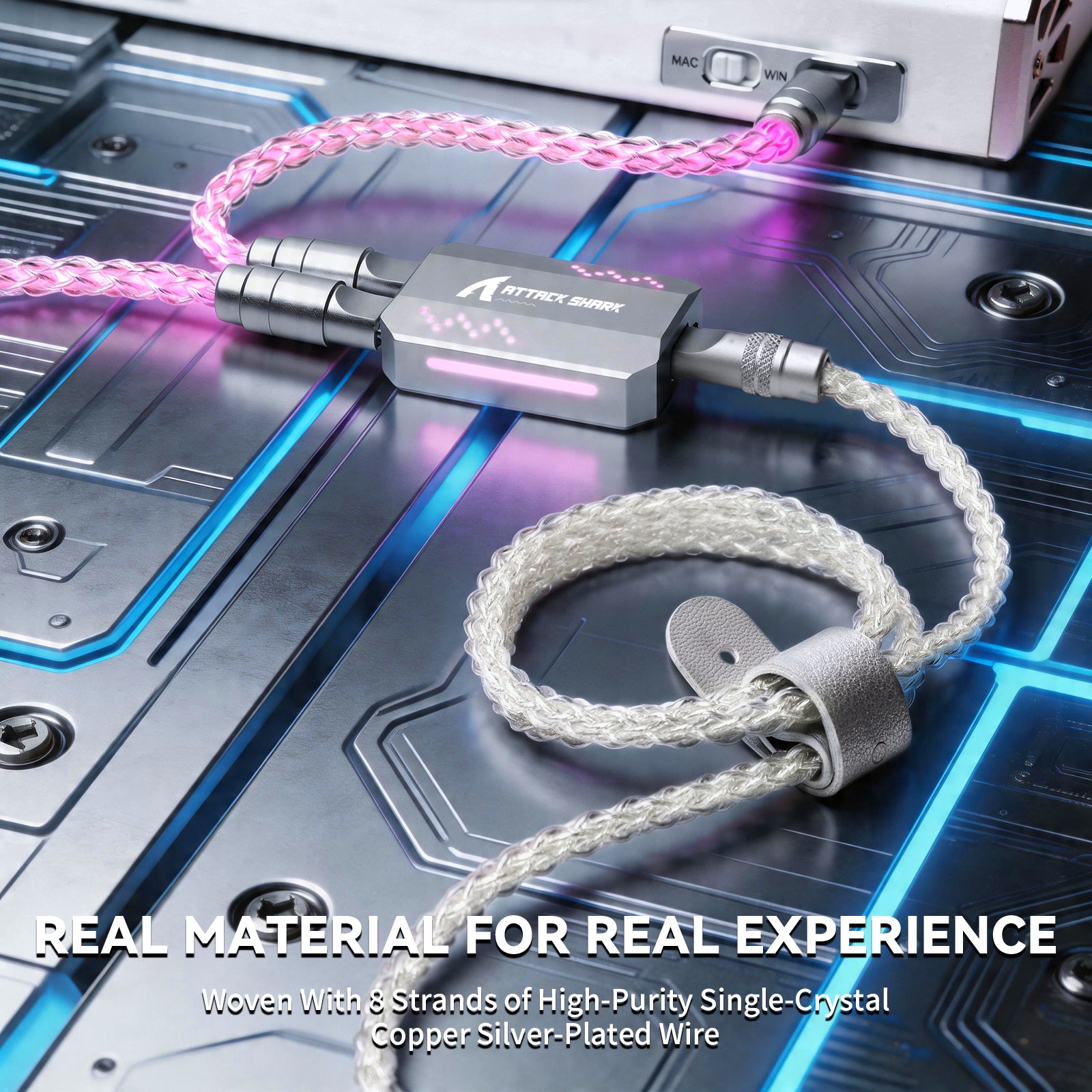 ATTACK SHARK C07 PRO 2-In-1 Type C Kabel voor 8KHz Gaming Toetsenbord/Muis