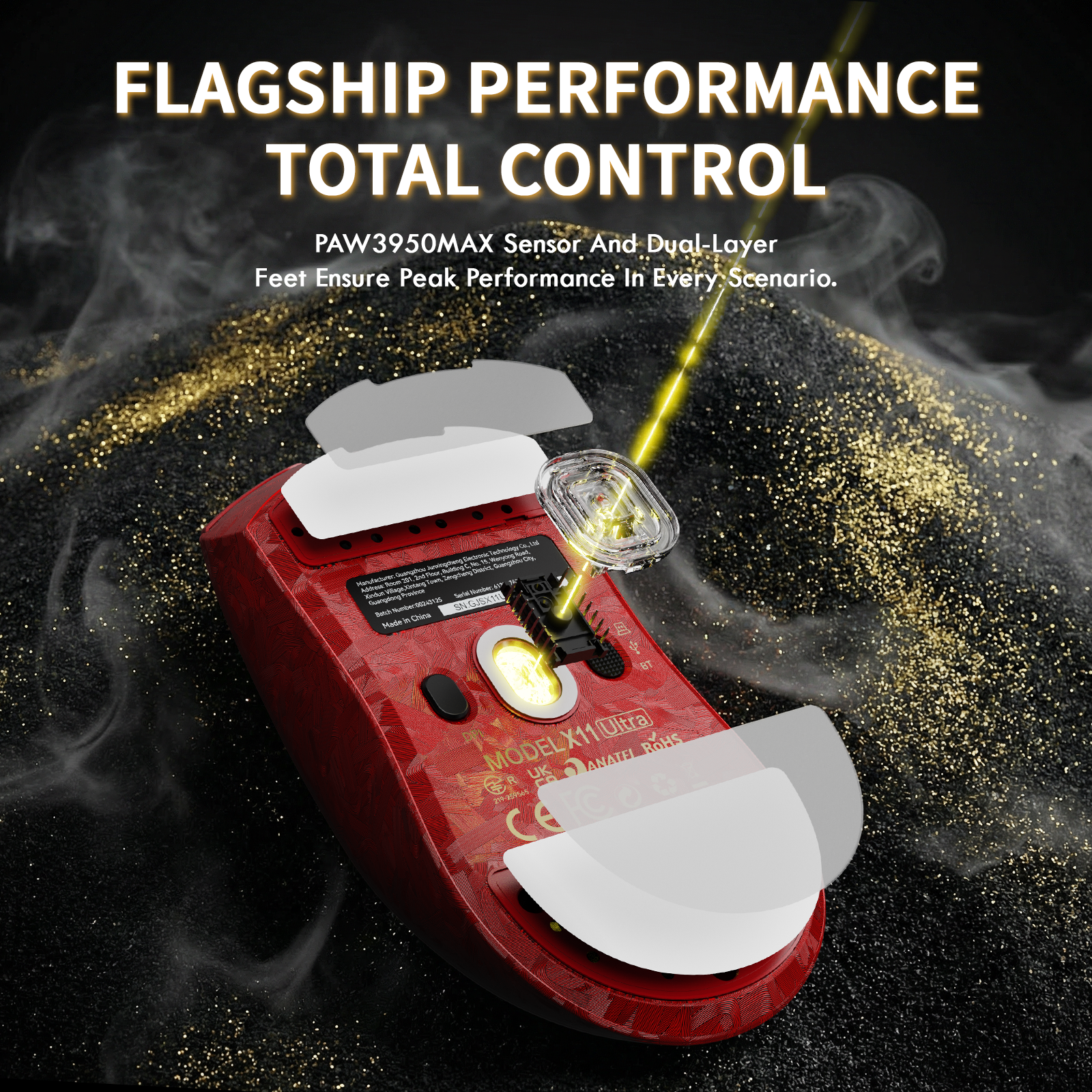 ATTACK SHARK X11 ULTRA Carbon Fiber Wireless Gaming Mouse With C06 Ultra LED Cable