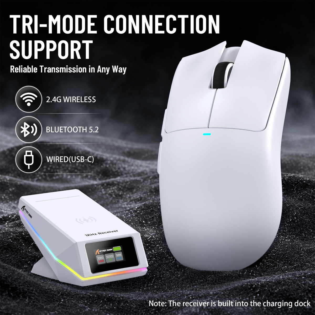 ATTACK SHARK X11 PRO V2 Draadloze Gaming Muis met TFT Display Oplaadstation met C06 Opgerolde Kabel