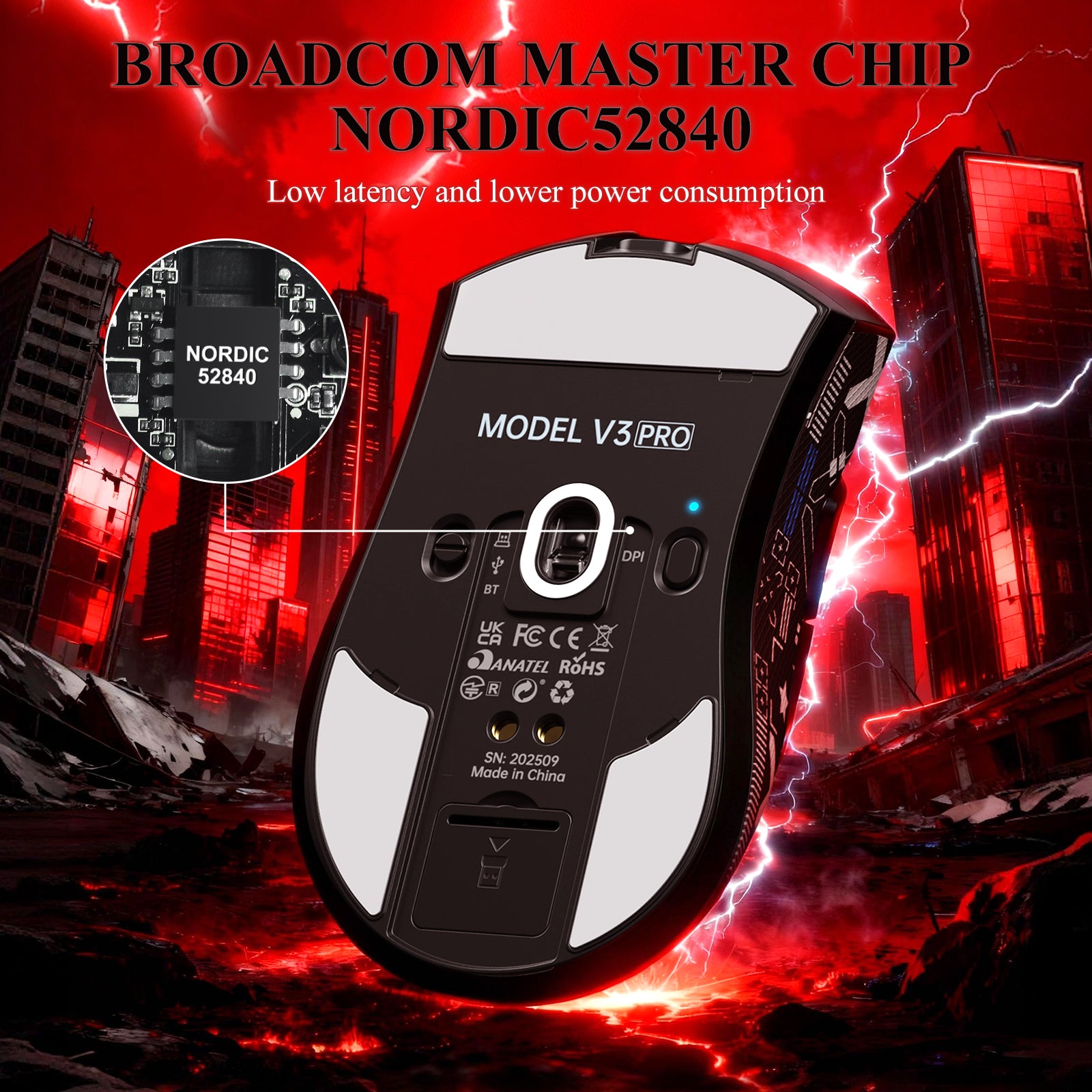 ATTACK SHARK V3PRO Ultra-Lichte Driemodi Gaming Muis met Oplaaddock