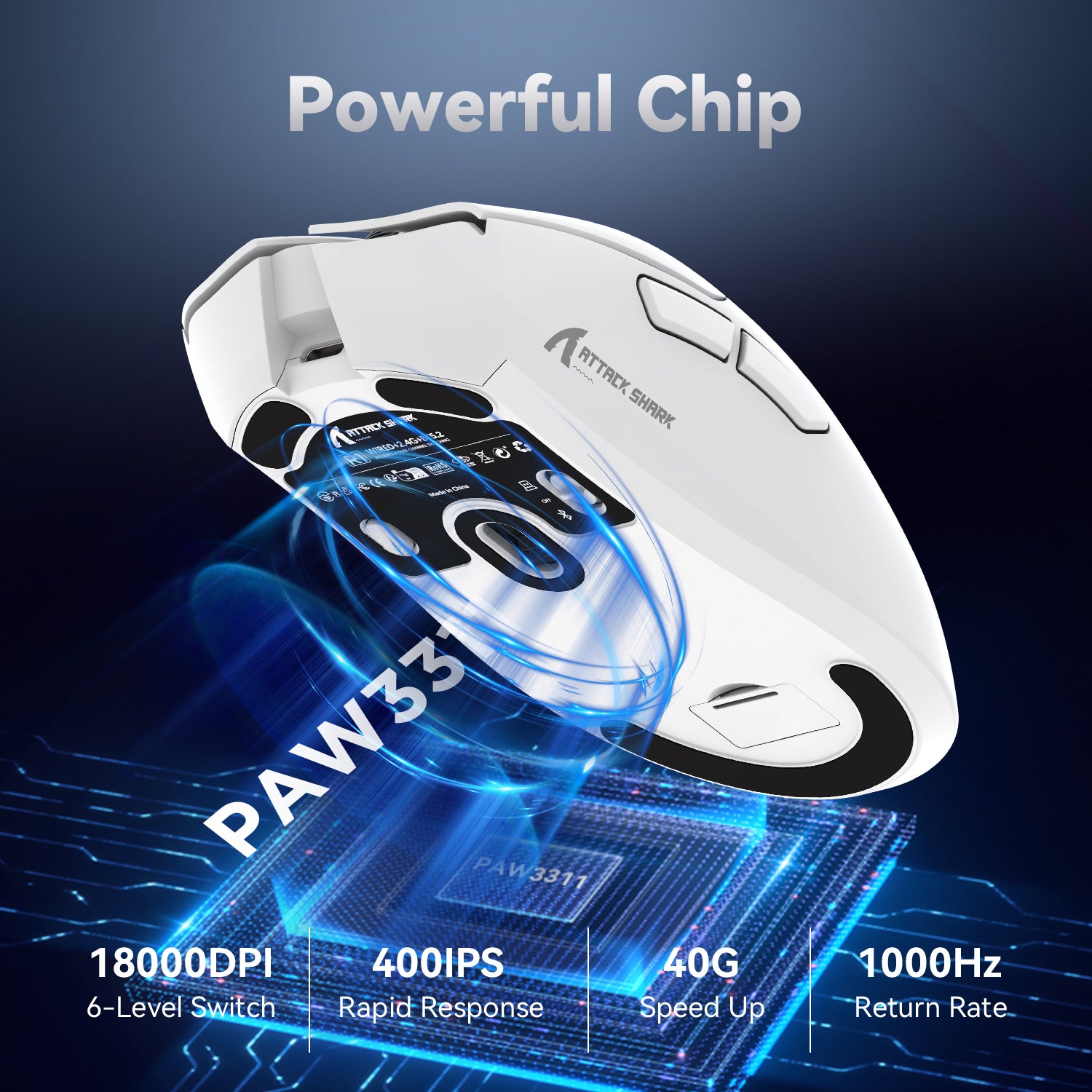 ATTACK SHARK R1 wireless gaming mouse in black with ergonomic shell and scroll wheel