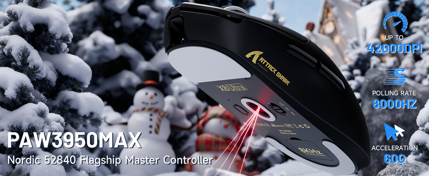 ATTACK SHARK X8 Ultra 8KHz Draadloze Gaming Muis met C06 Ultra Kabel