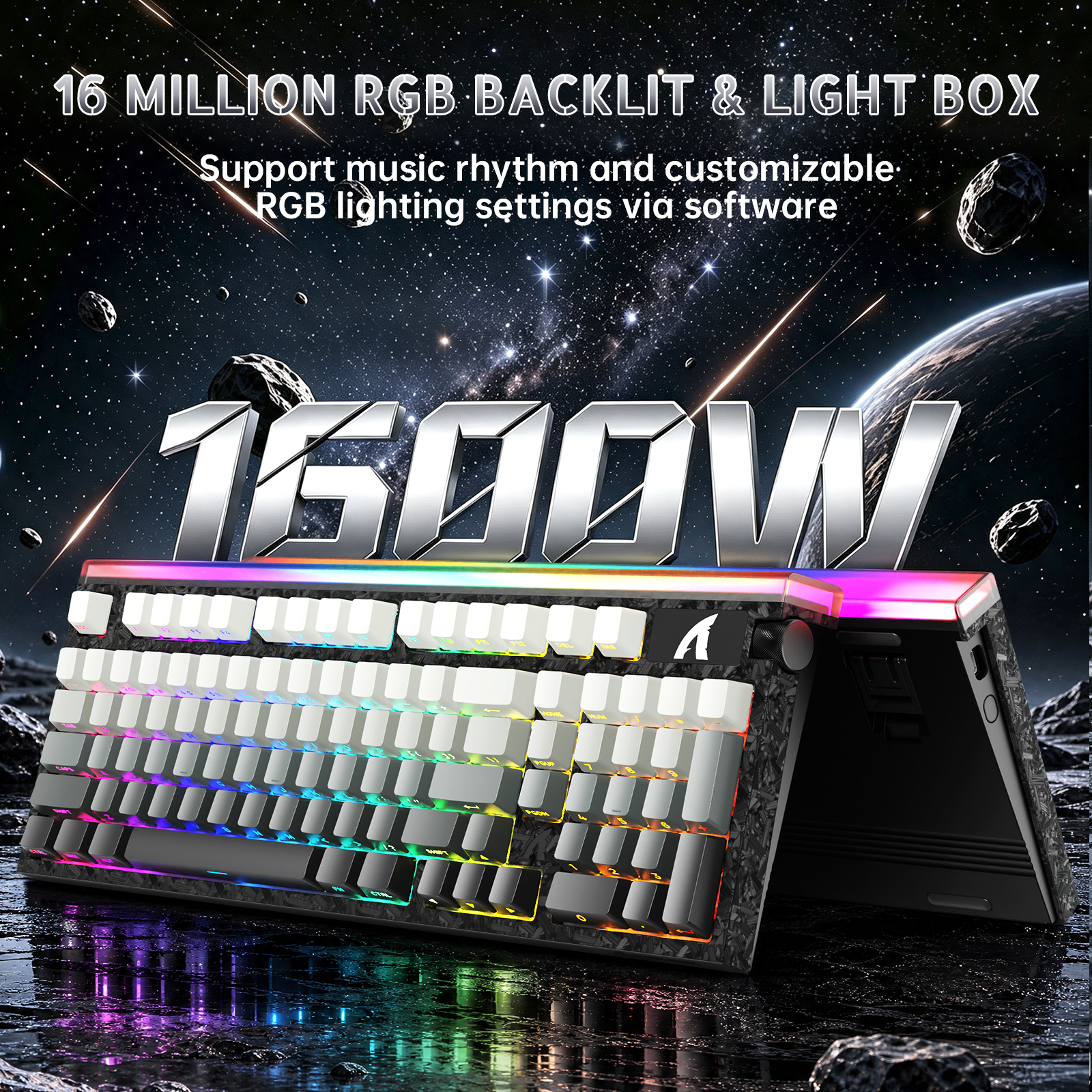 ATTACK SHARK R98 HE Carbon Fiber Bedraad Sneltoets Magnetische Schakelaar Toetsenbord Met C01 Ultra RGB Opgerolde Kabel