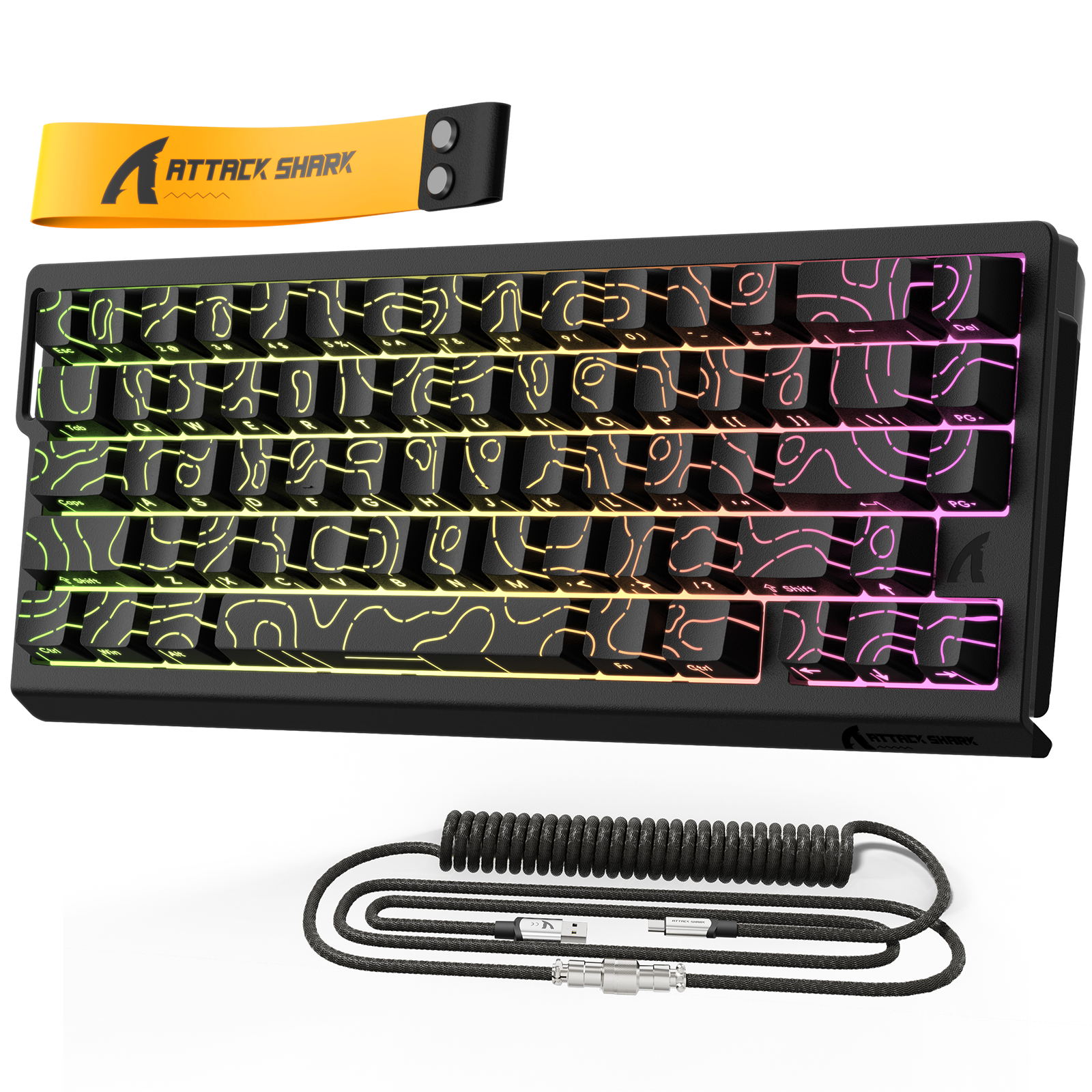 ATTACK SHARK X68 HE Rapid Trigger Toetsenbord Magnetische Schakelaar met C01PRO Opgerolde Kabel