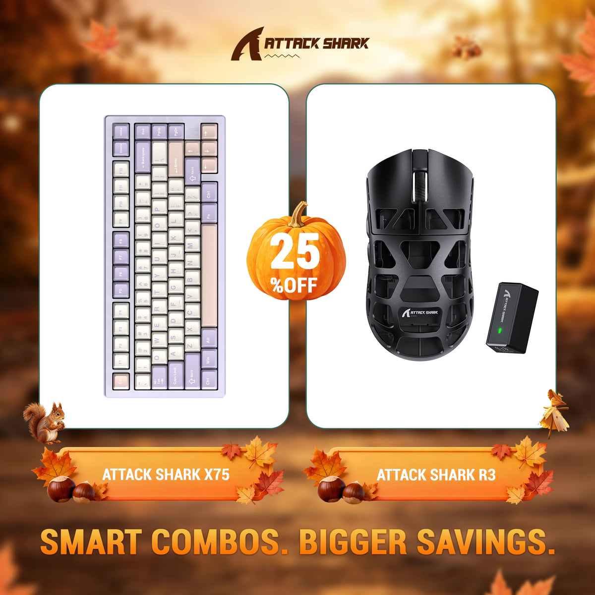 ATTACK SHARK X75 Volledig Aluminium Toetsenbord + R3 Magnesiumlegering Gaming Muis Bundel