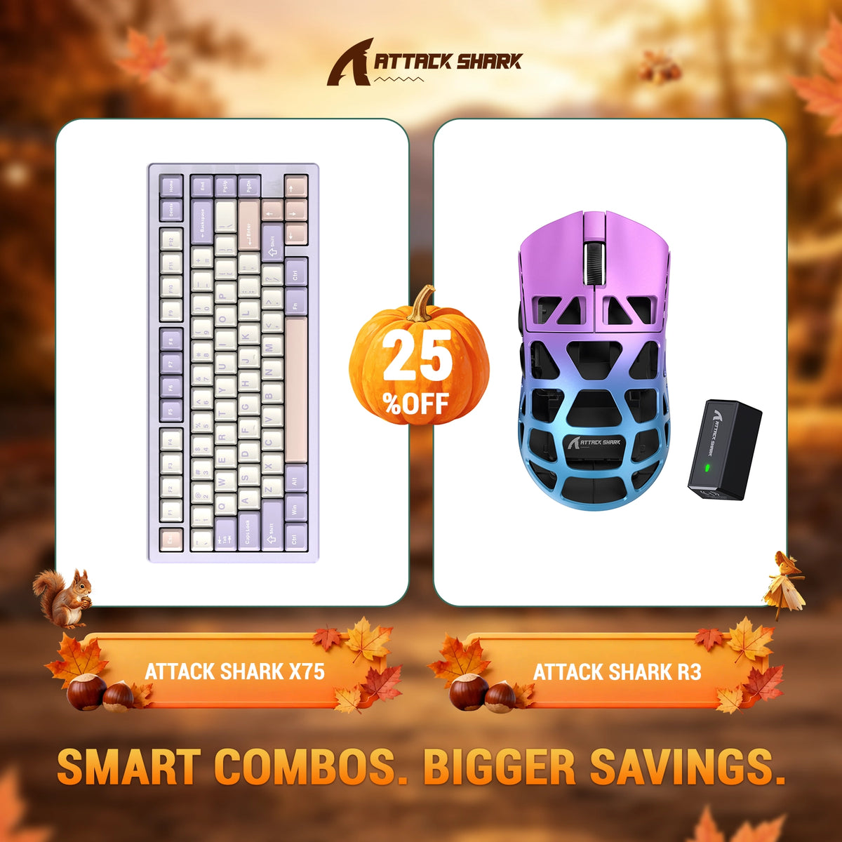 ATTACK SHARK X75 Volledig Aluminium Toetsenbord + R3 Magnesiumlegering Gaming Muis Bundel