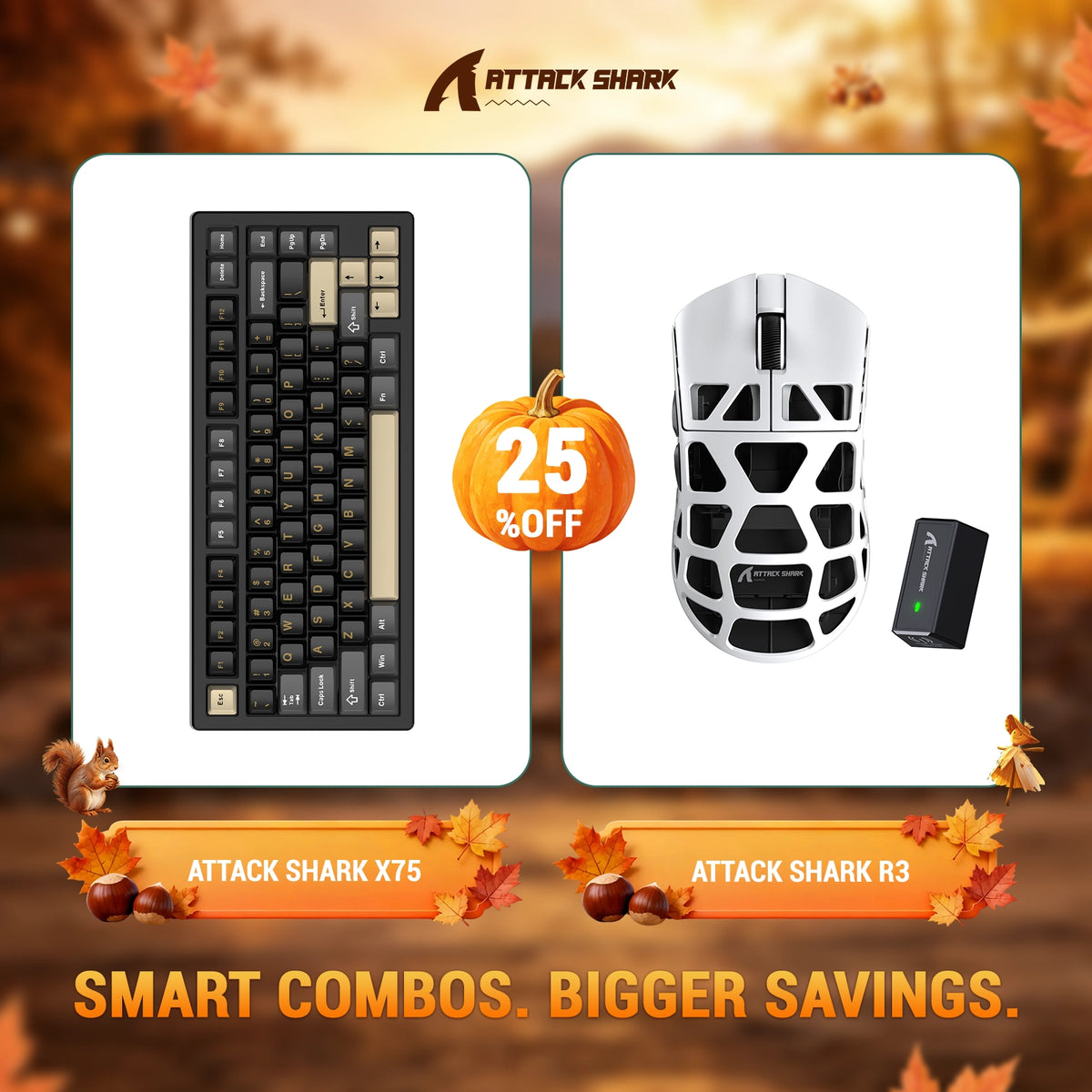 ATTACK SHARK X75 Volledig Aluminium Toetsenbord + R3 Magnesiumlegering Gaming Muis Bundel
